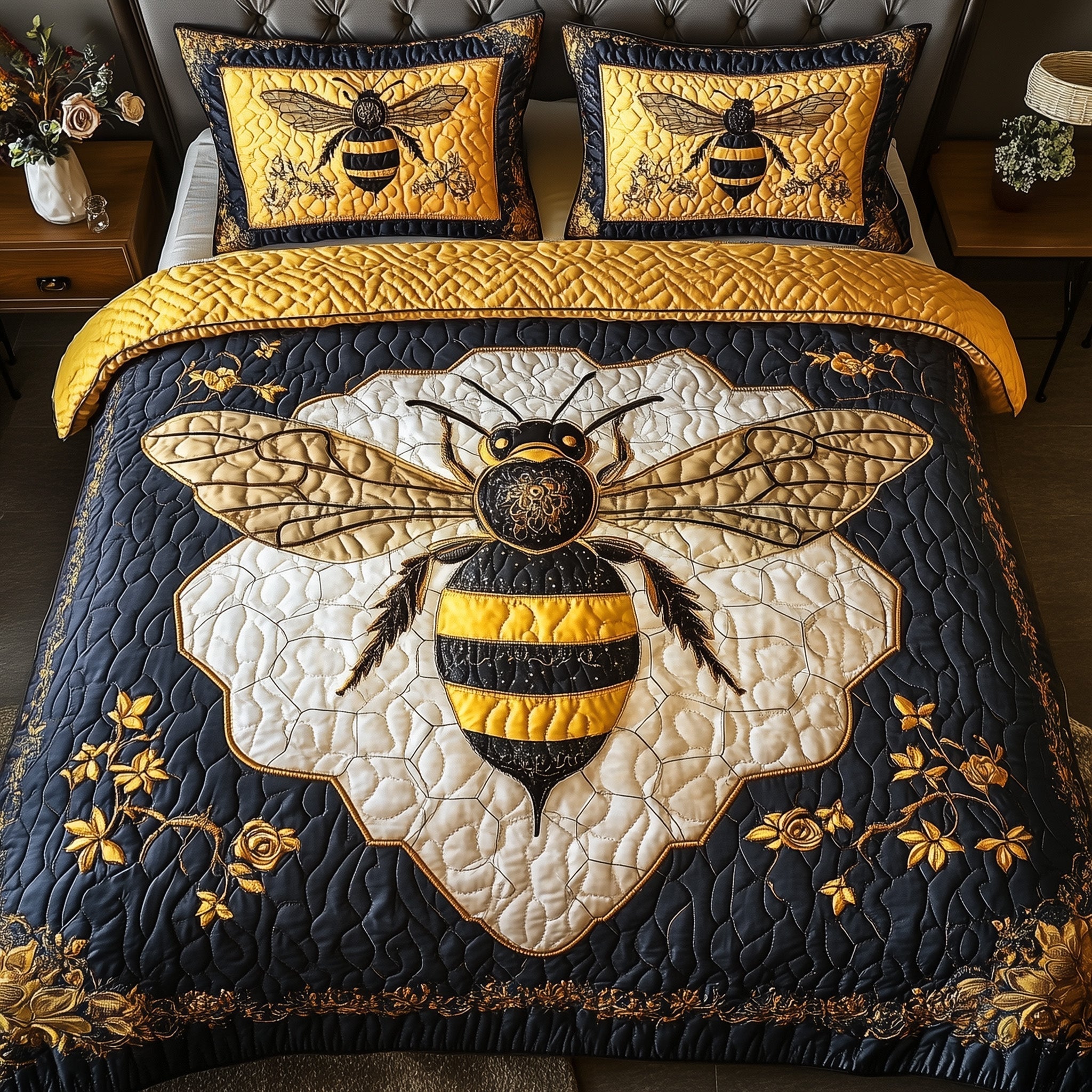 Royal Bee Quilted Bedding Set Royal Bee Daydream Gift For Royal Bee - Tradiviet