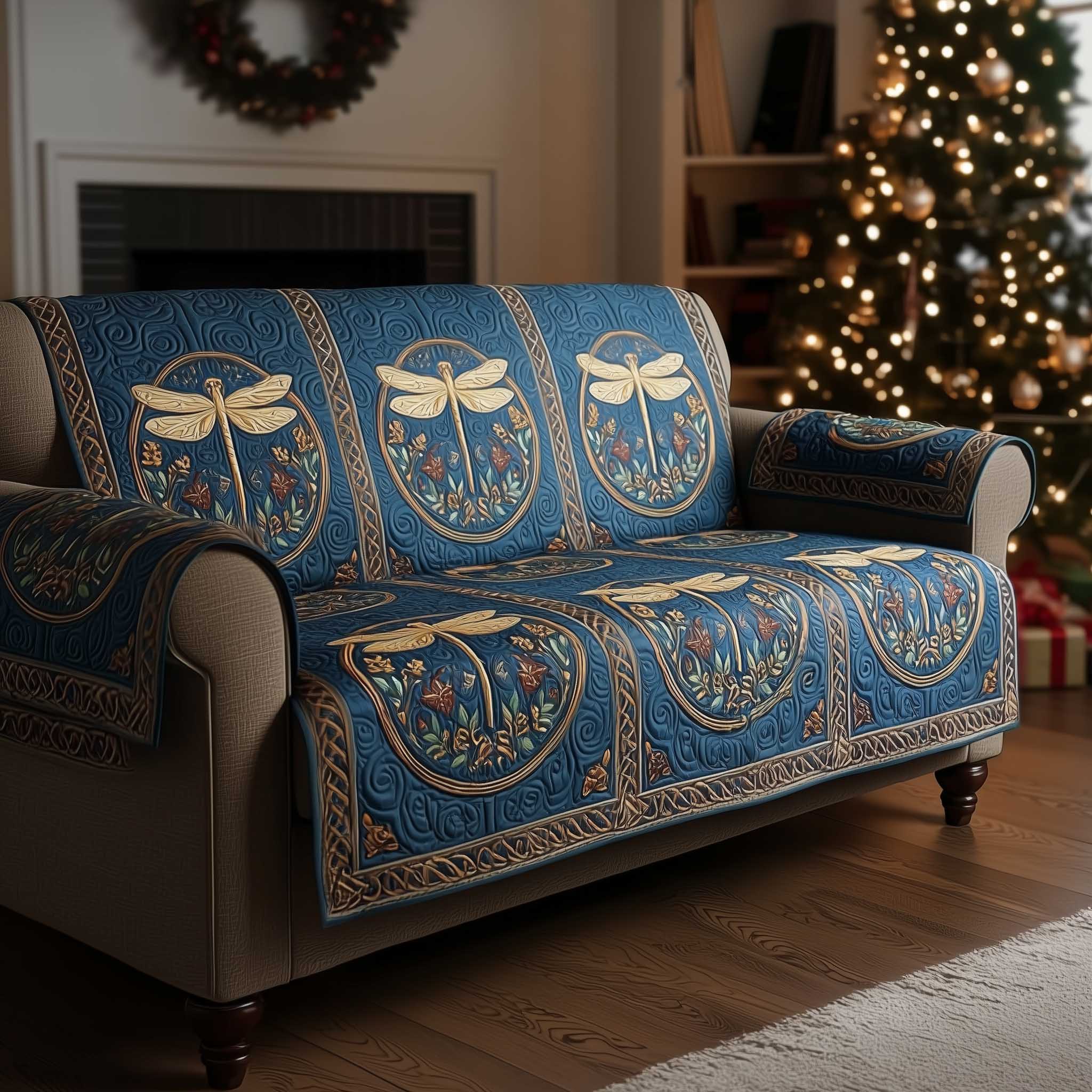 Royal Dragonfly Classic Quilted Sofa Cover Indoor Room Decor Best Dragonfly Gifts For Mom - Tradiviet
