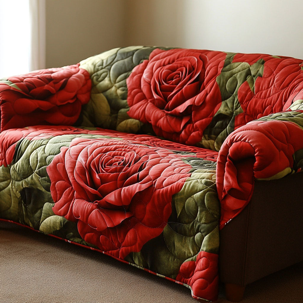 Royal Flora Quilted Sofa Cover Modern Room Decor Unique Home Decor Gifts - Tradiviet