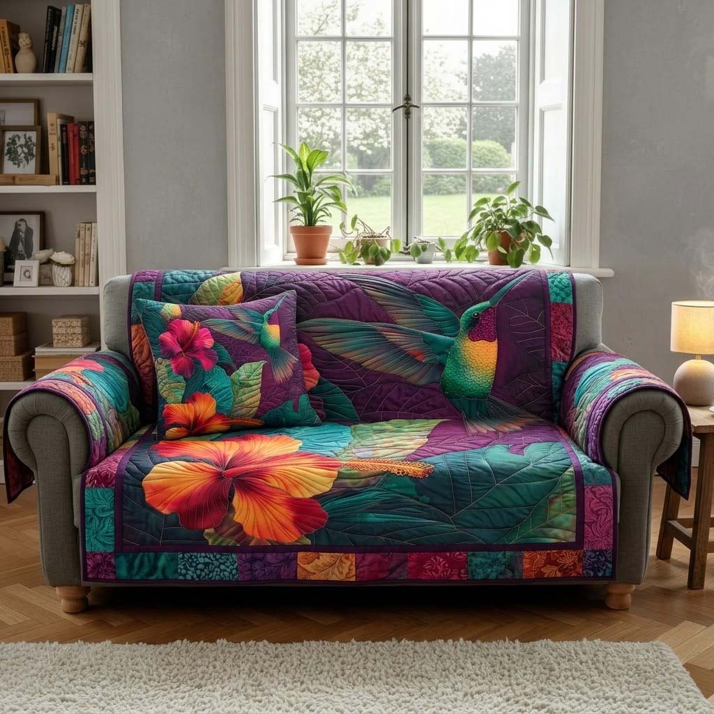Royal Fuchsia Flight Quilted Sofa Cover Cozy Room Decor Gifts For Home Decor - Tradiviet