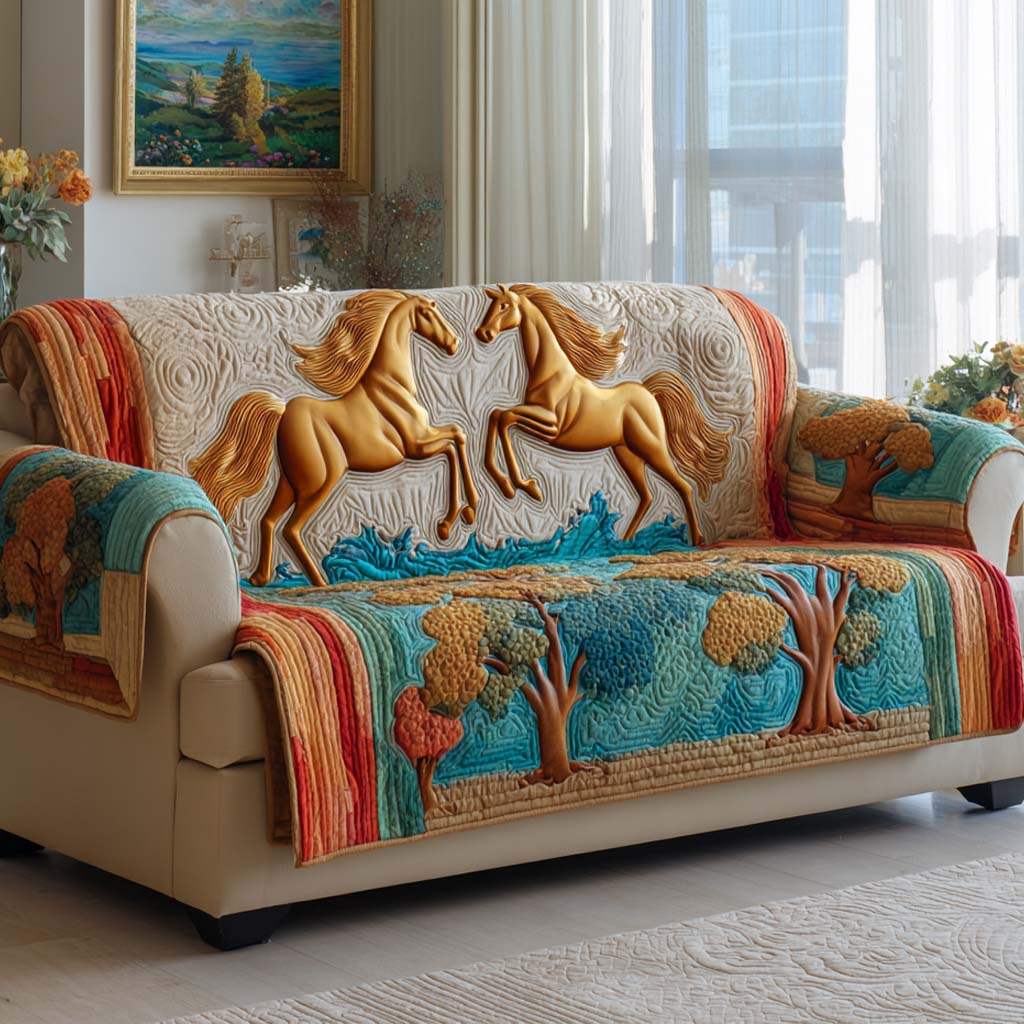 Royal Gallop Quilted Sofa Cover Stylish Home Room Decor Best Home Decor Gifts - Tradiviet