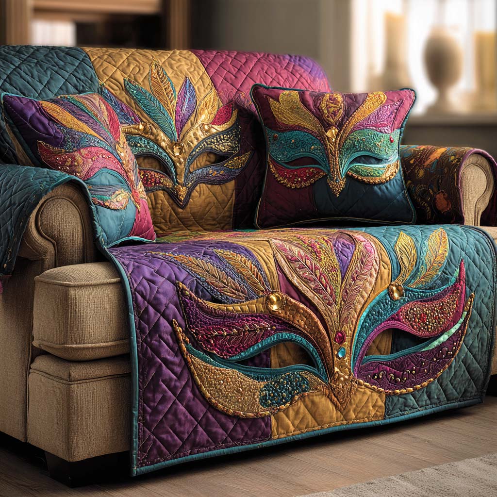 Royal Mardi Quilted Sofa Cover Neutral Room Decor Gift For Room Lovers - Tradiviet