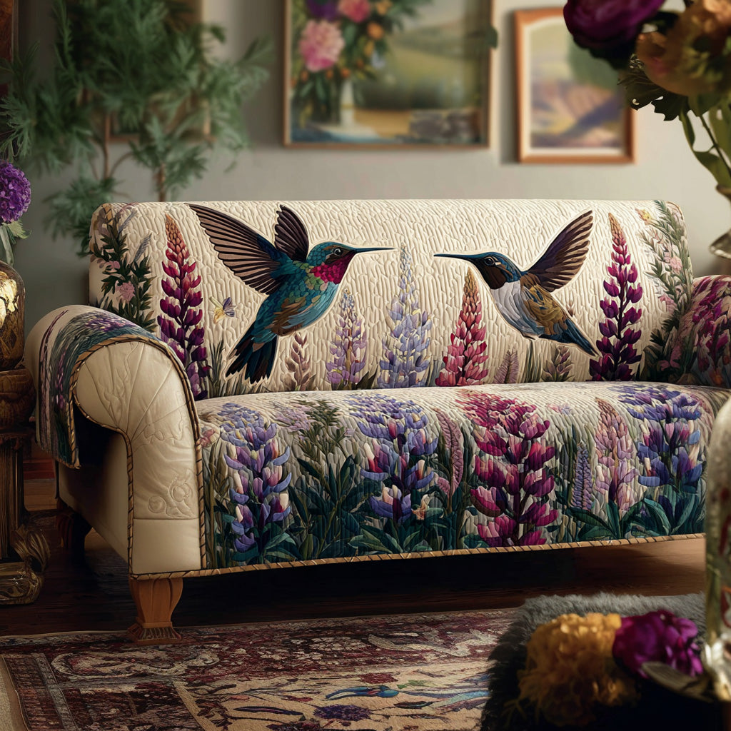 Ruby Blossoms Quilted Sofa Cover Neutral Room Decor Best Home Decor Gifts - Tradiviet