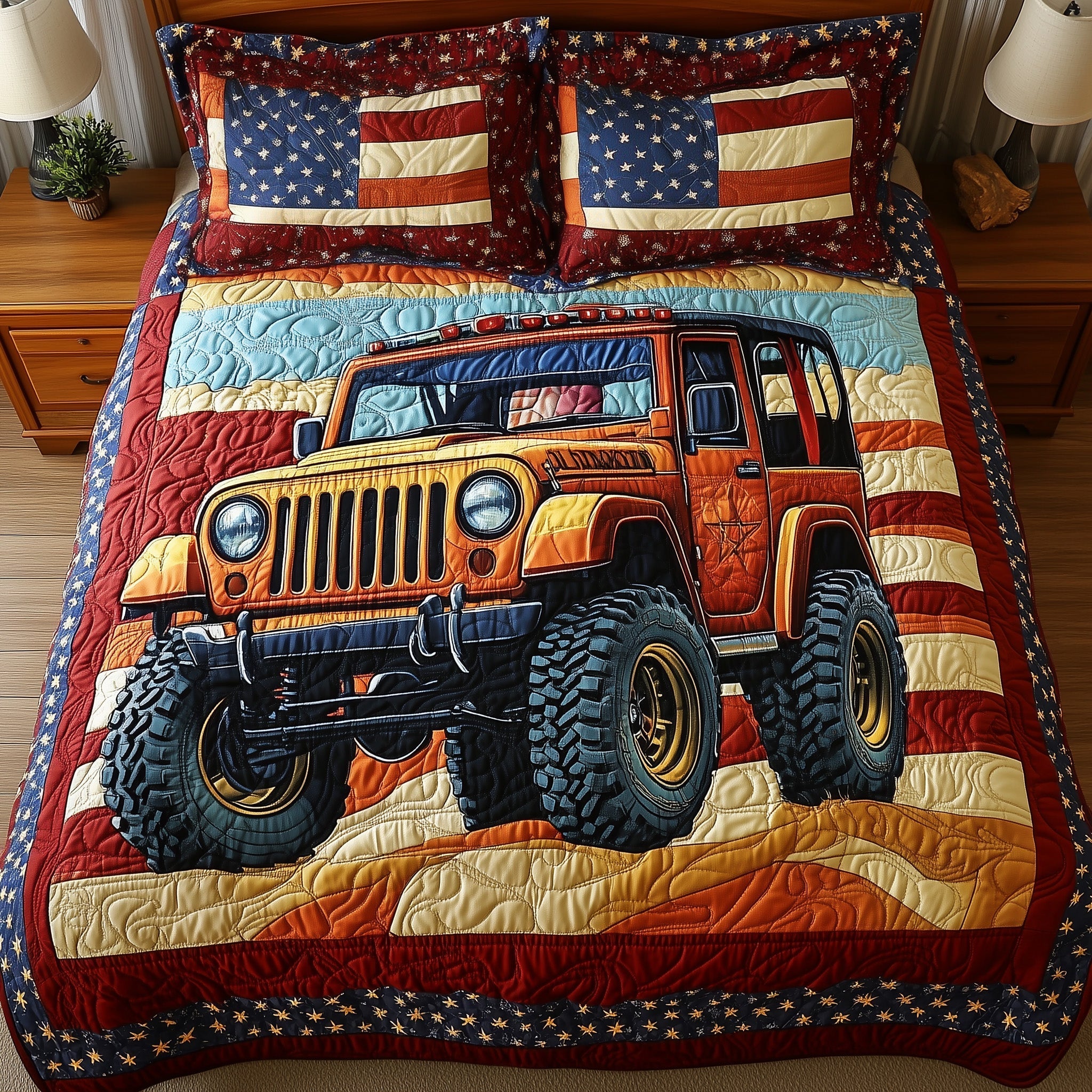 Rugged Adventure Quilted Bedding Set Rugged Adventure Bloom Gift For Rugged - Tradiviet