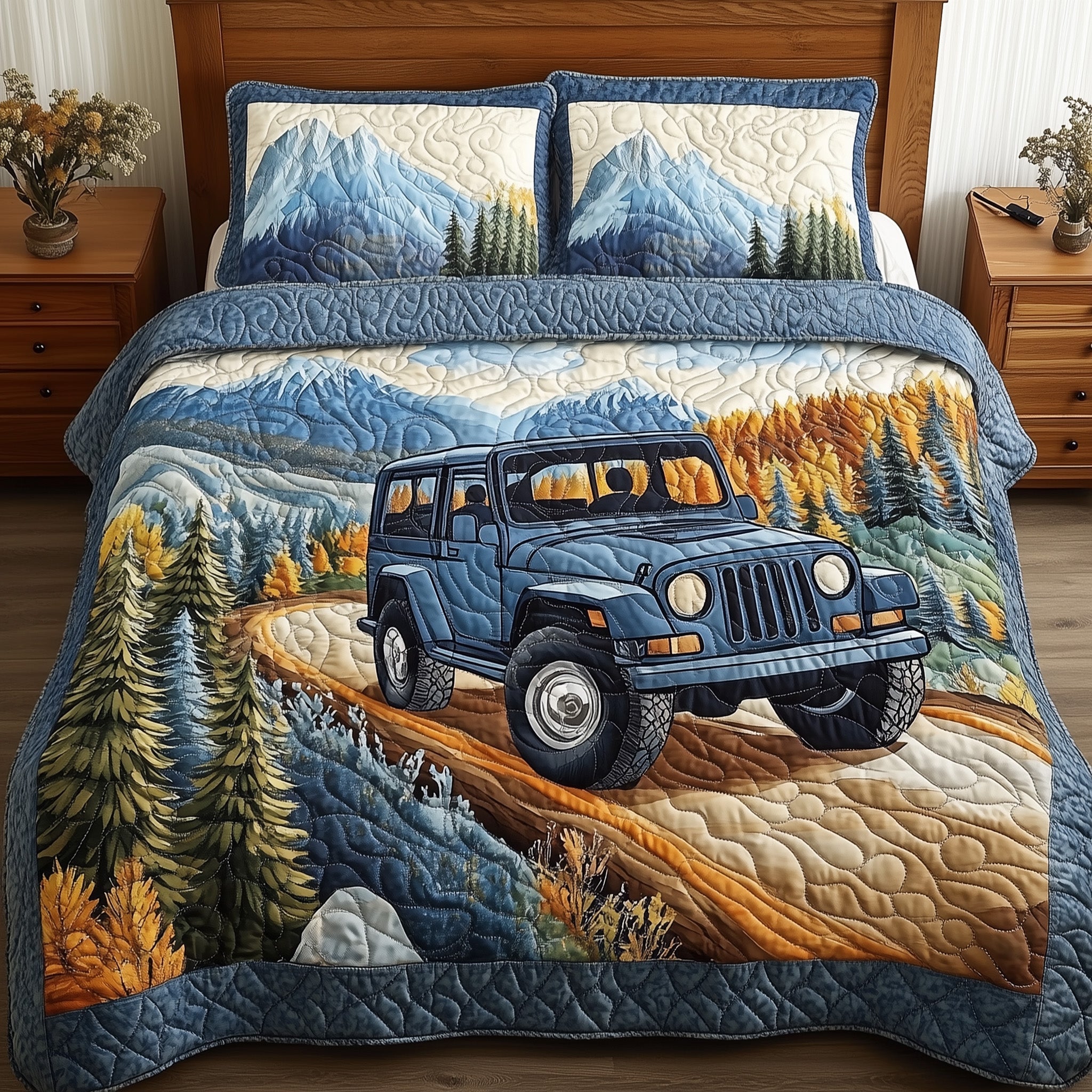 Rugged Adventure Quilted Bedding Set Rugged Adventure Sanctuary Gift For Rugged Lovers - Tradiviet