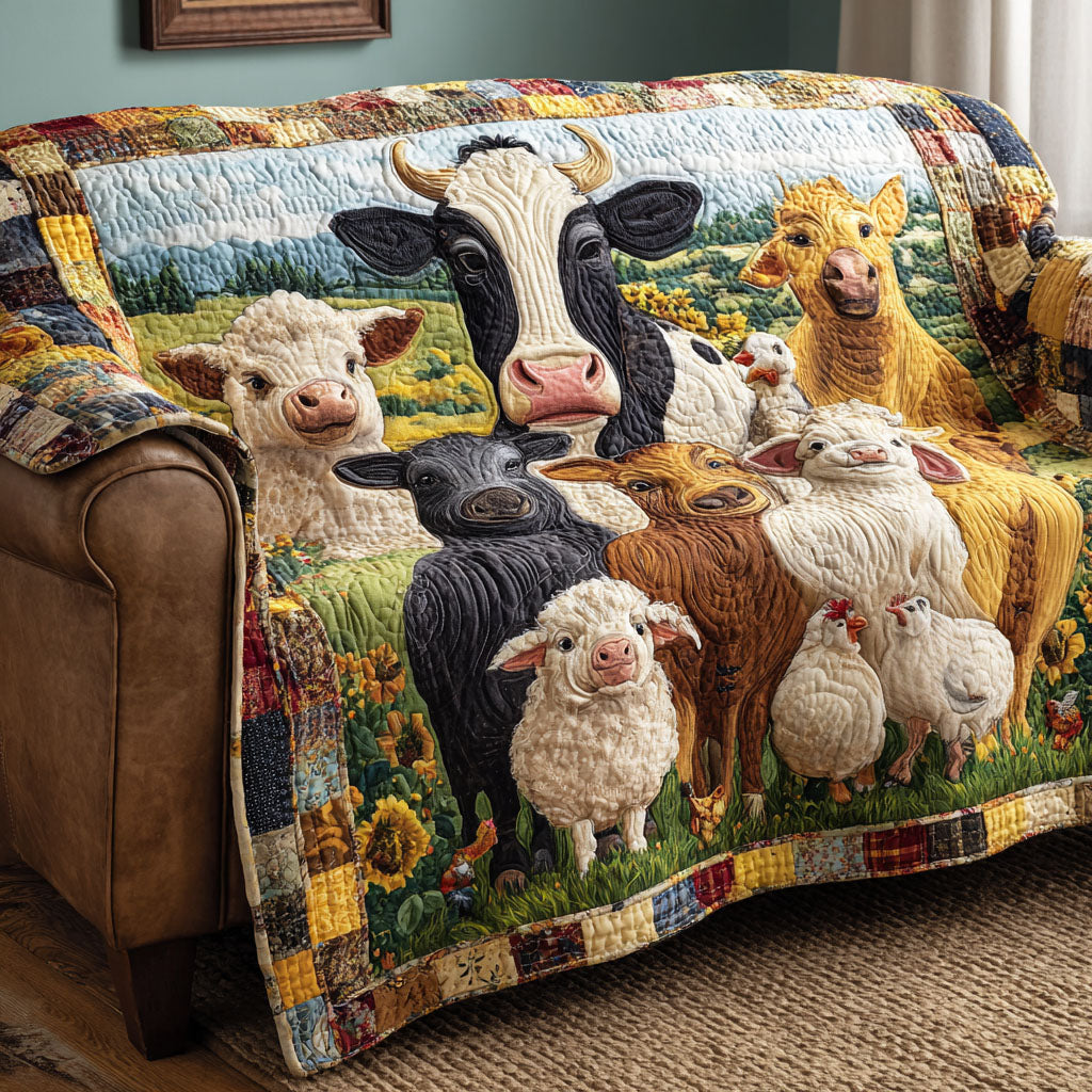 Rural Harmony Quilted Sofa Cover Indoor Decor Useful Gifts For Farmers - Tradiviet