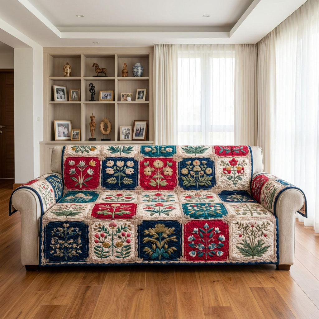 Rustic Bloom Quilted Sofa Cover Sofa Couch Cover Mother's Day Gift Ideas For Wife - Tradiviet