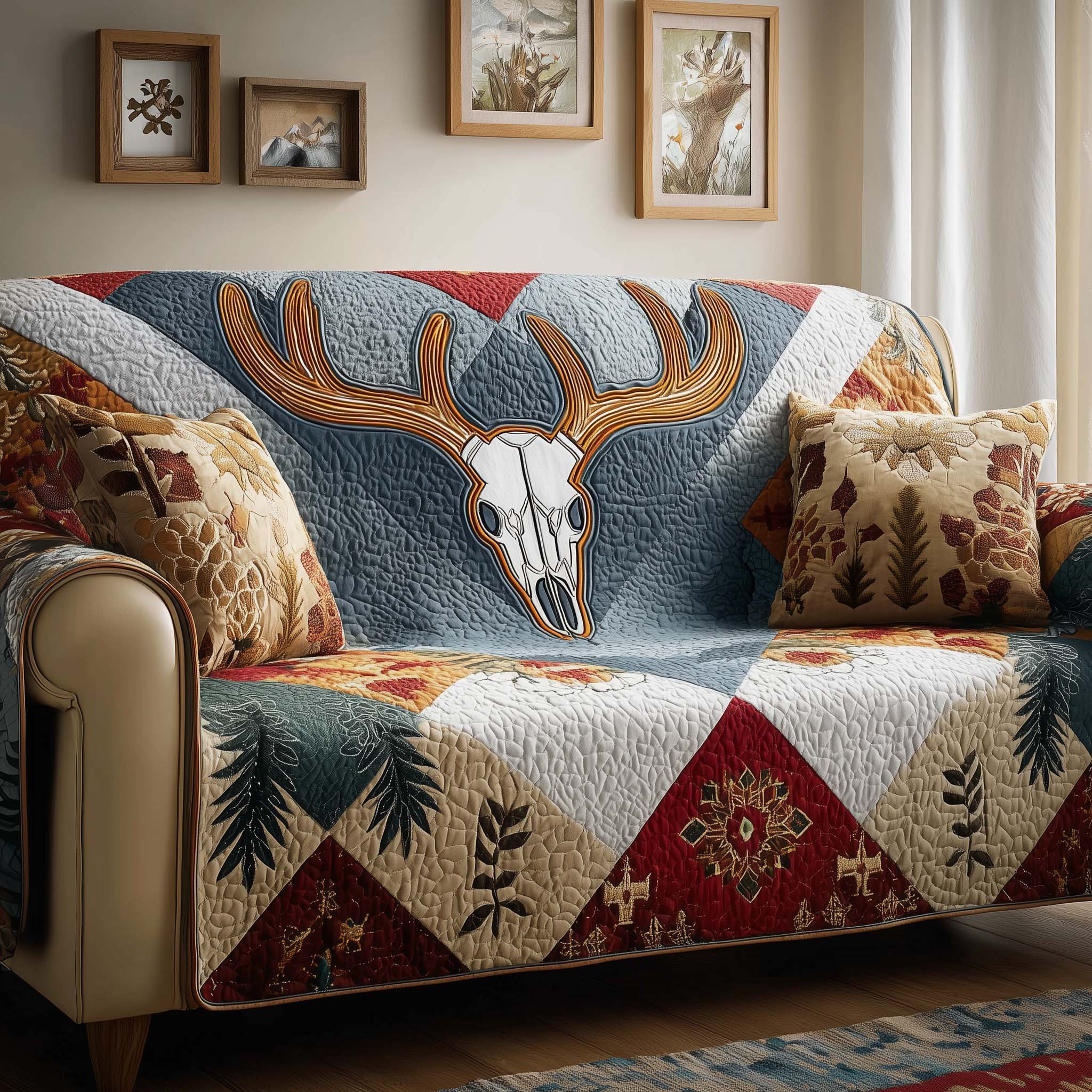 Rustic Crown Quilted Sofa Cover Rustic Home Couch Cover Home Decor Gift Ideas - Tradiviet