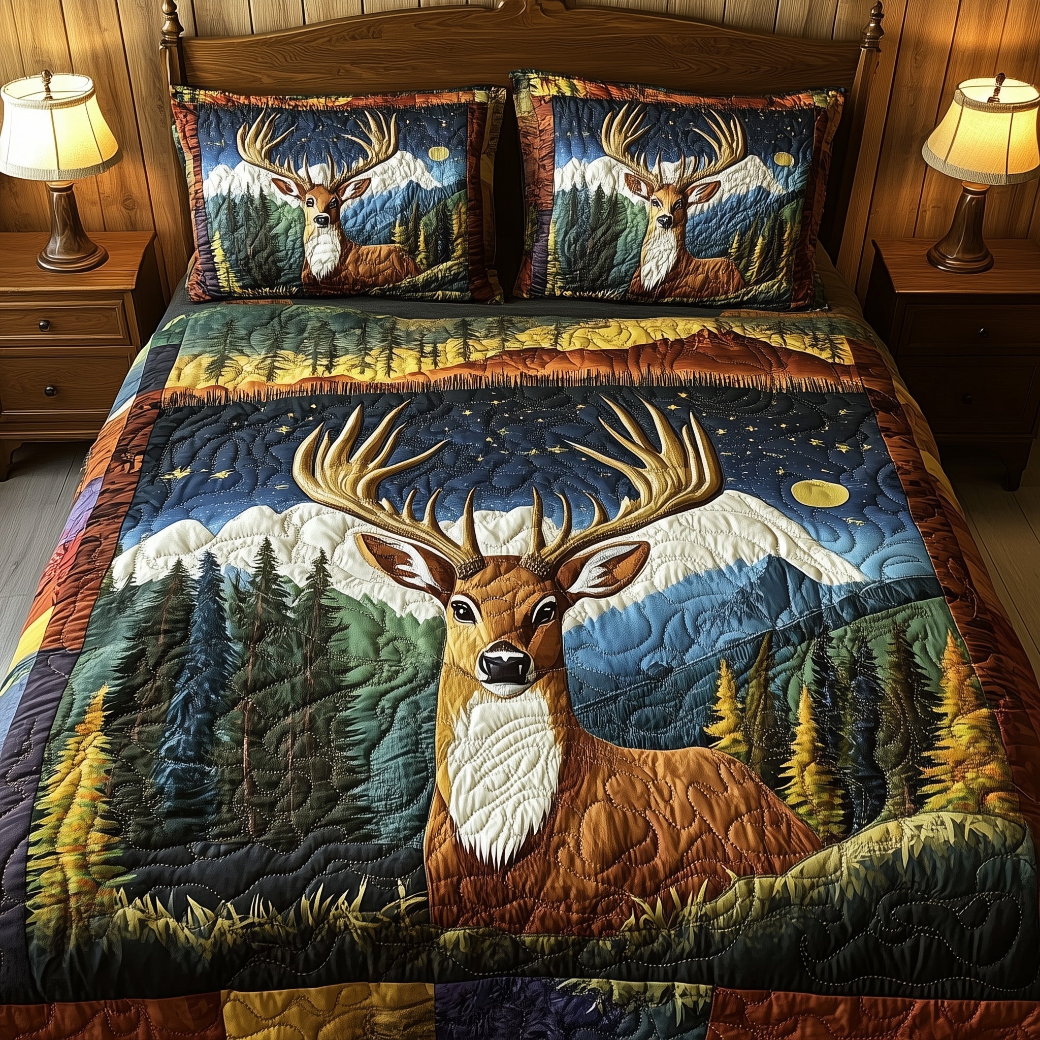 Rustic Deer Quilted Bedding Set Rustic Deer Weave Gift For Deer Wife - Tradiviet