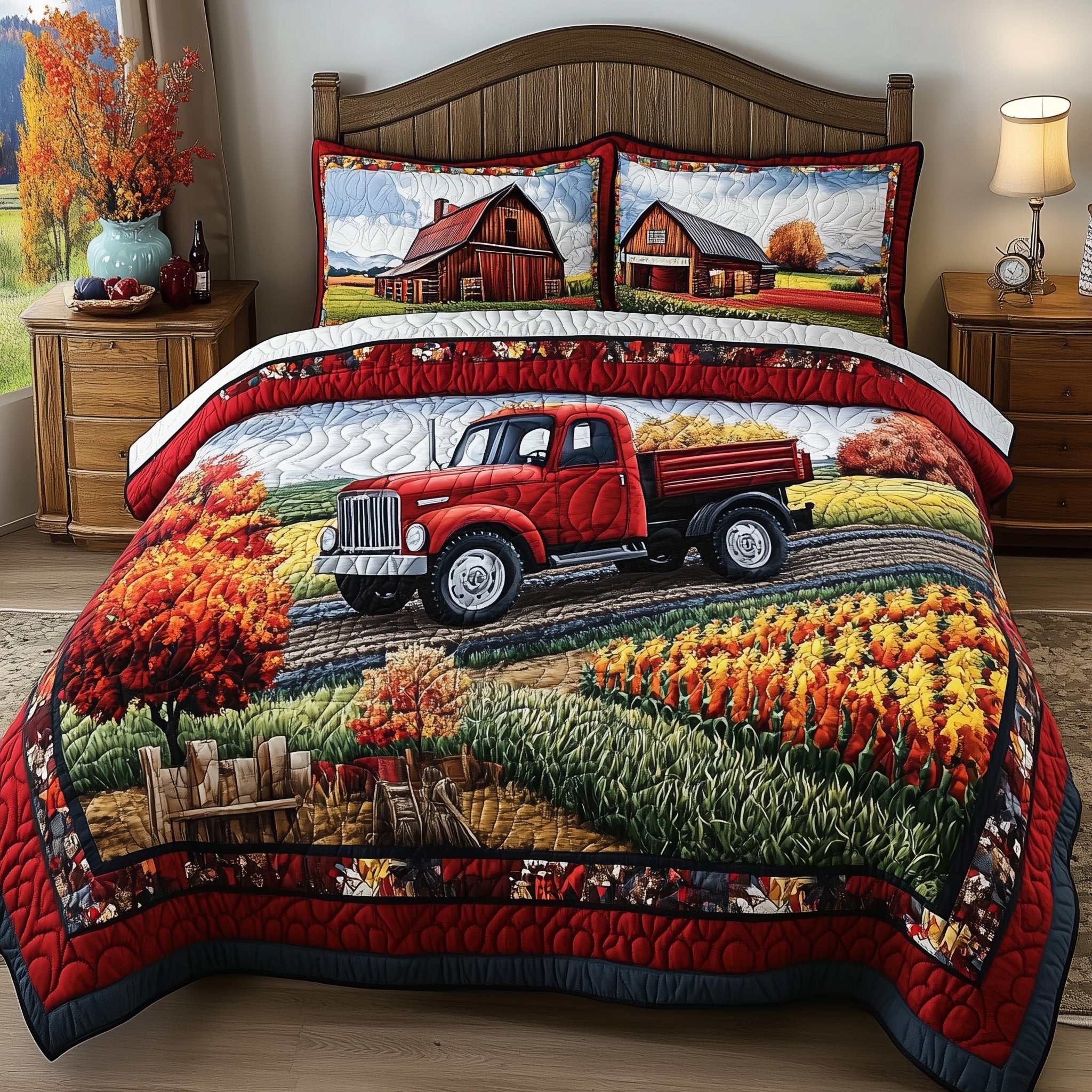 Rustic Farm Quilted Bedding Set Rustic Farm Home Gift For Farm Friends - Tradiviet