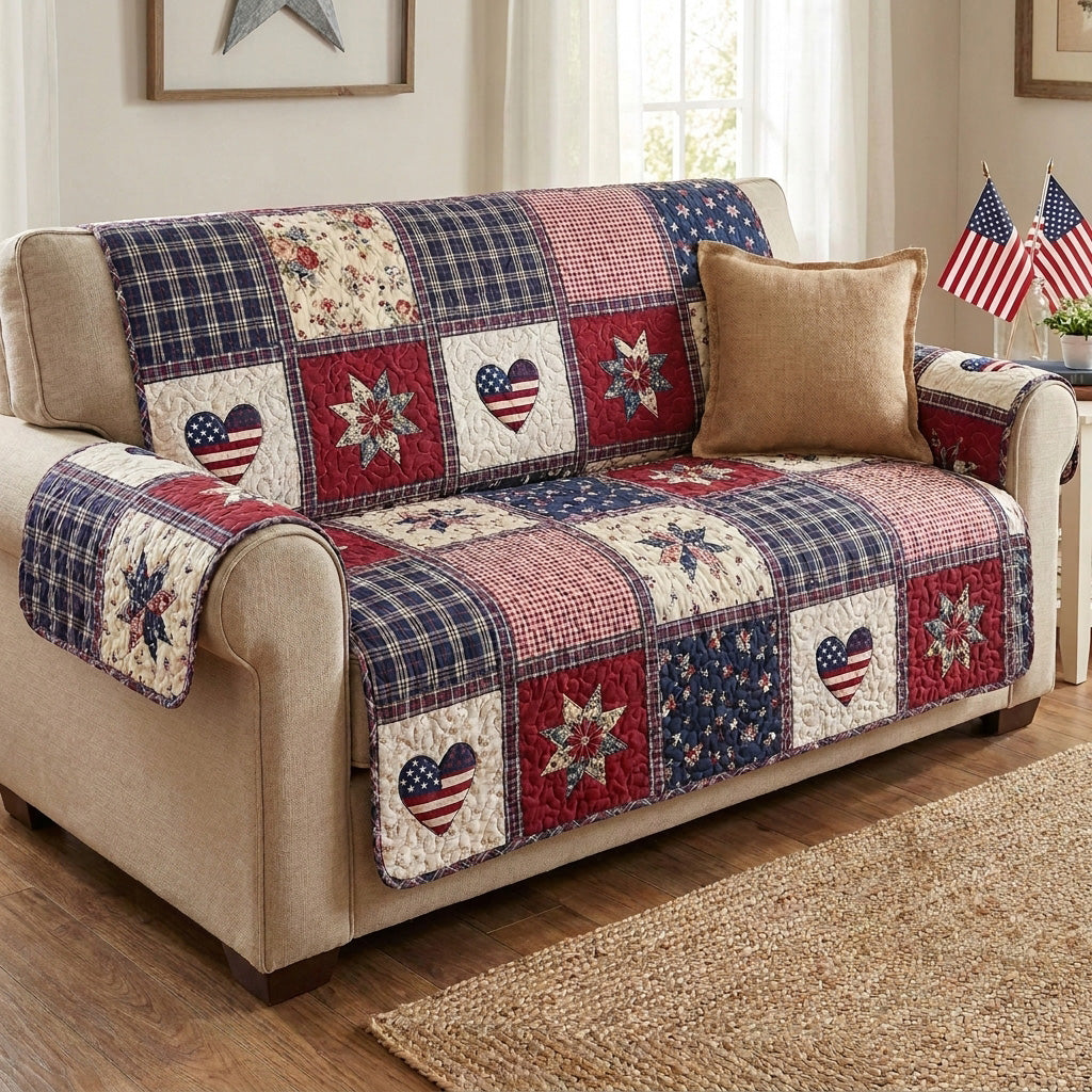 Rustic Freedom Quilted Sofa Cover Classic Home Room Decor Gifts For Room Decor - Tradiviet