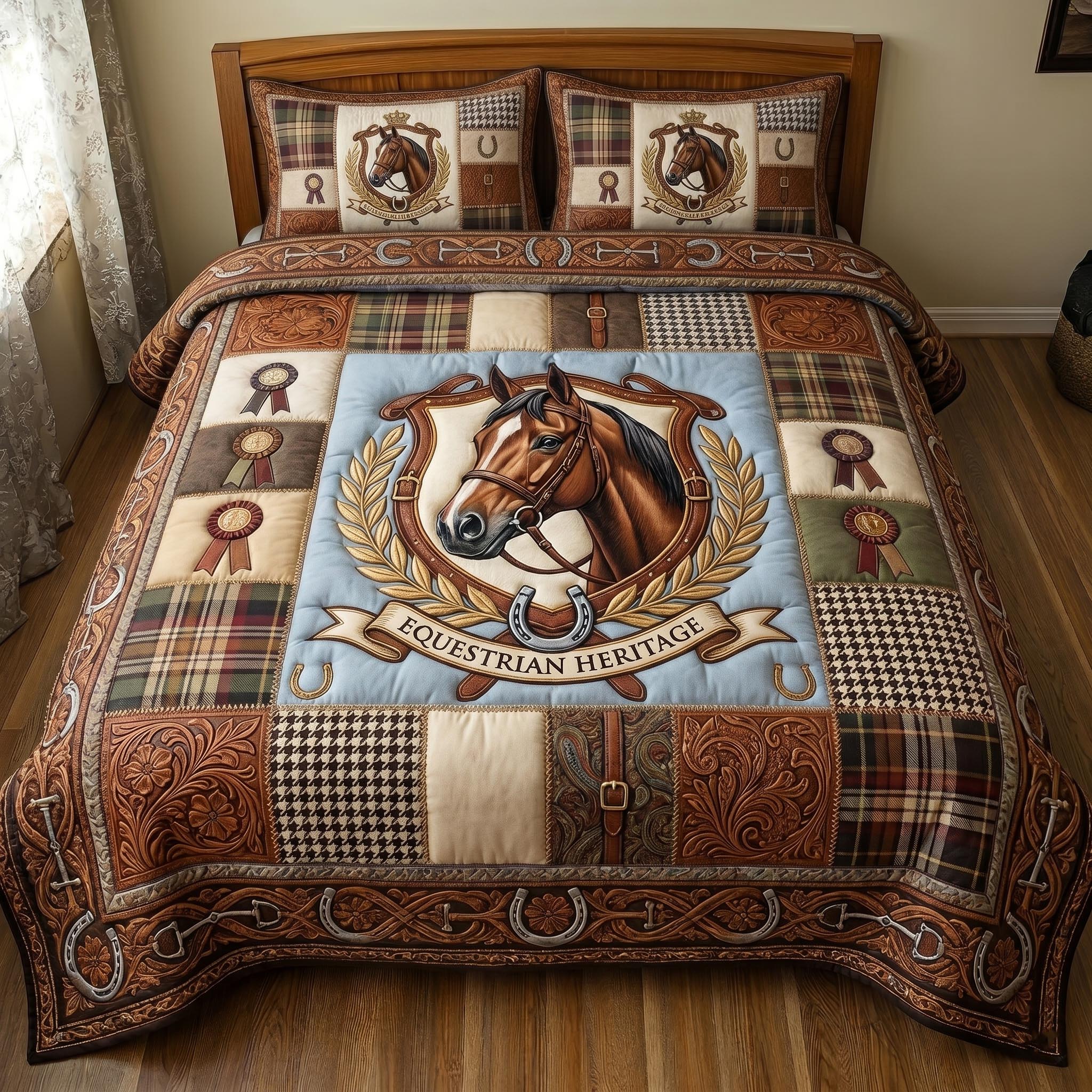 Rustic Gallop Quilted Bedding Set Rustic Gallop Journey Gift For Rustic Gallop - Tradiviet