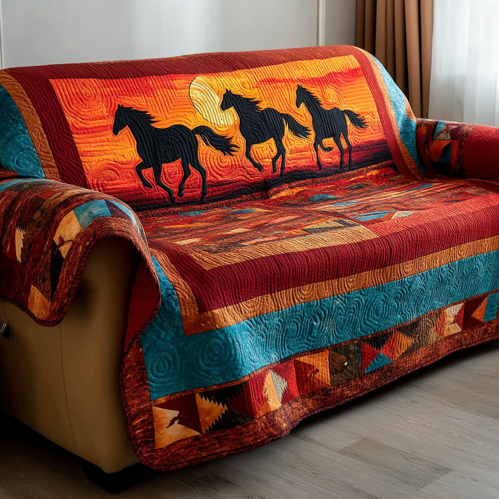 Rustic Gallop Quilted Sofa Cover Seasonal Home Room Decor Room Gift For Him - Tradiviet