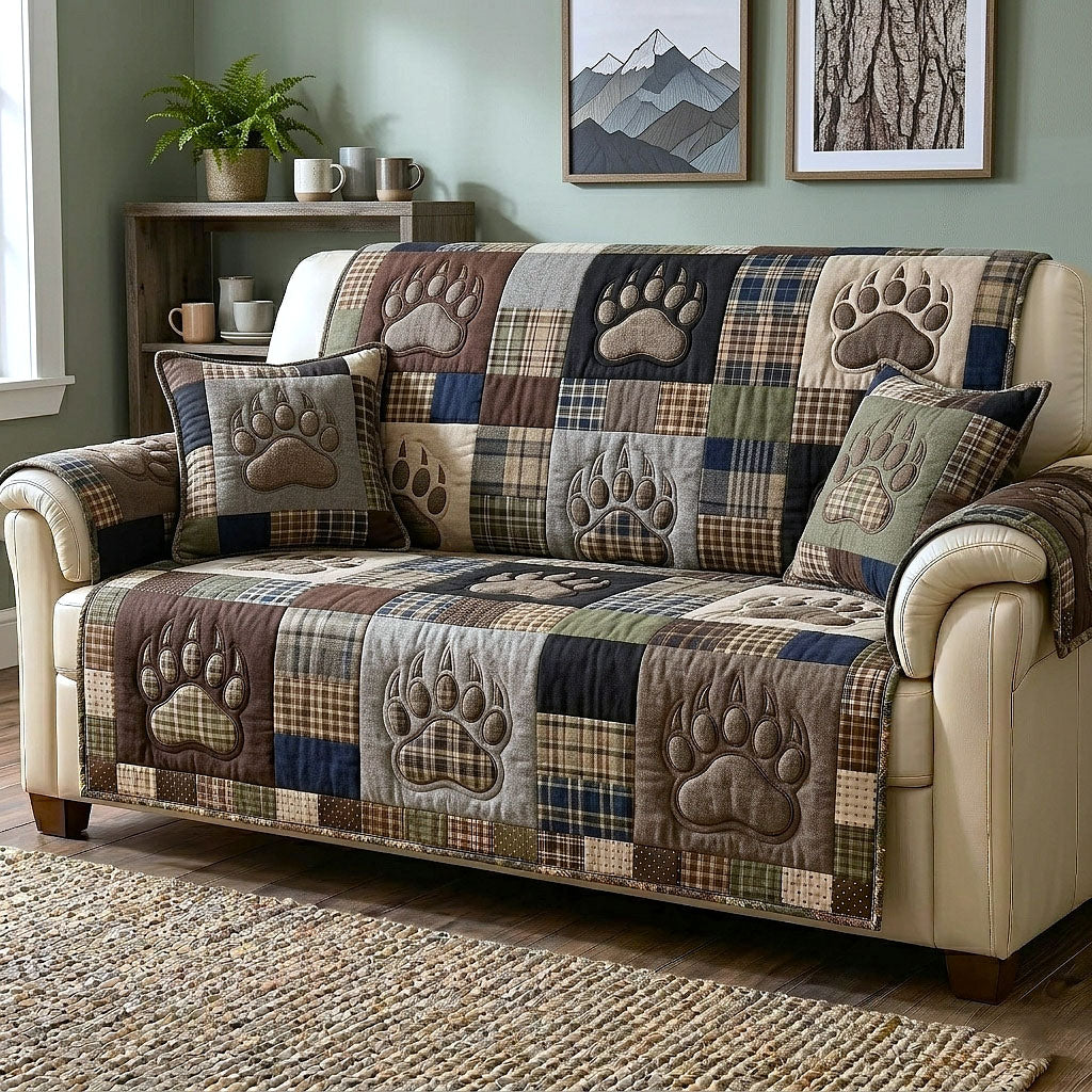 Rustic Guardian Quilted Sofa Cover Wildlife Home Couch Cover Present For New Home - Tradiviet