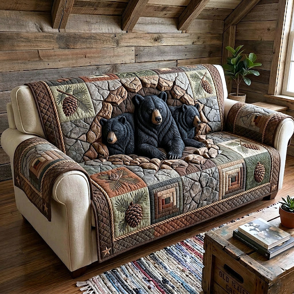 Rustic Guardian Quilted Sofa Cover Wildlife Home Couch Cover Presents For New Home - Tradiviet
