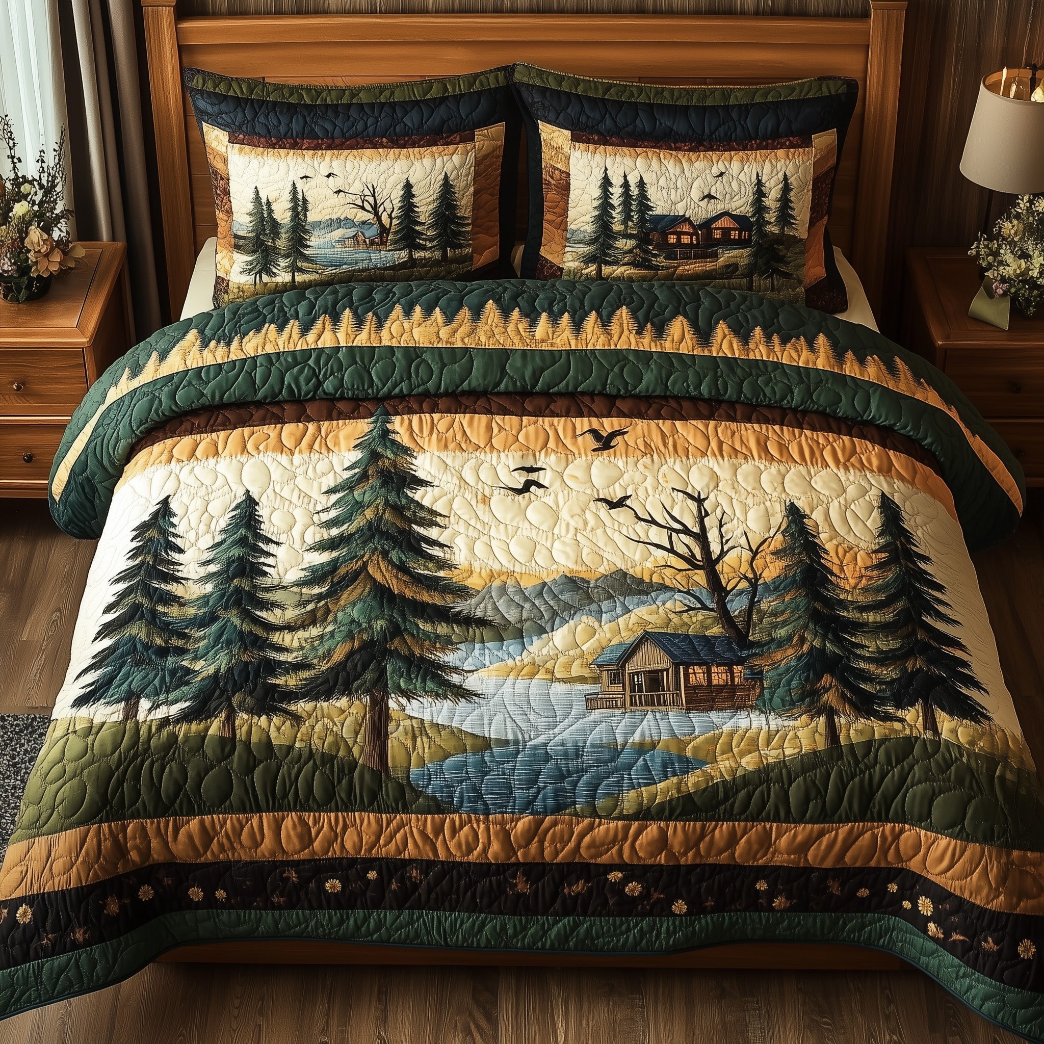 Rustic Harmony Quilted Bedding Set Rustic Harmony Coastal Gift For Rustic Family - Tradiviet