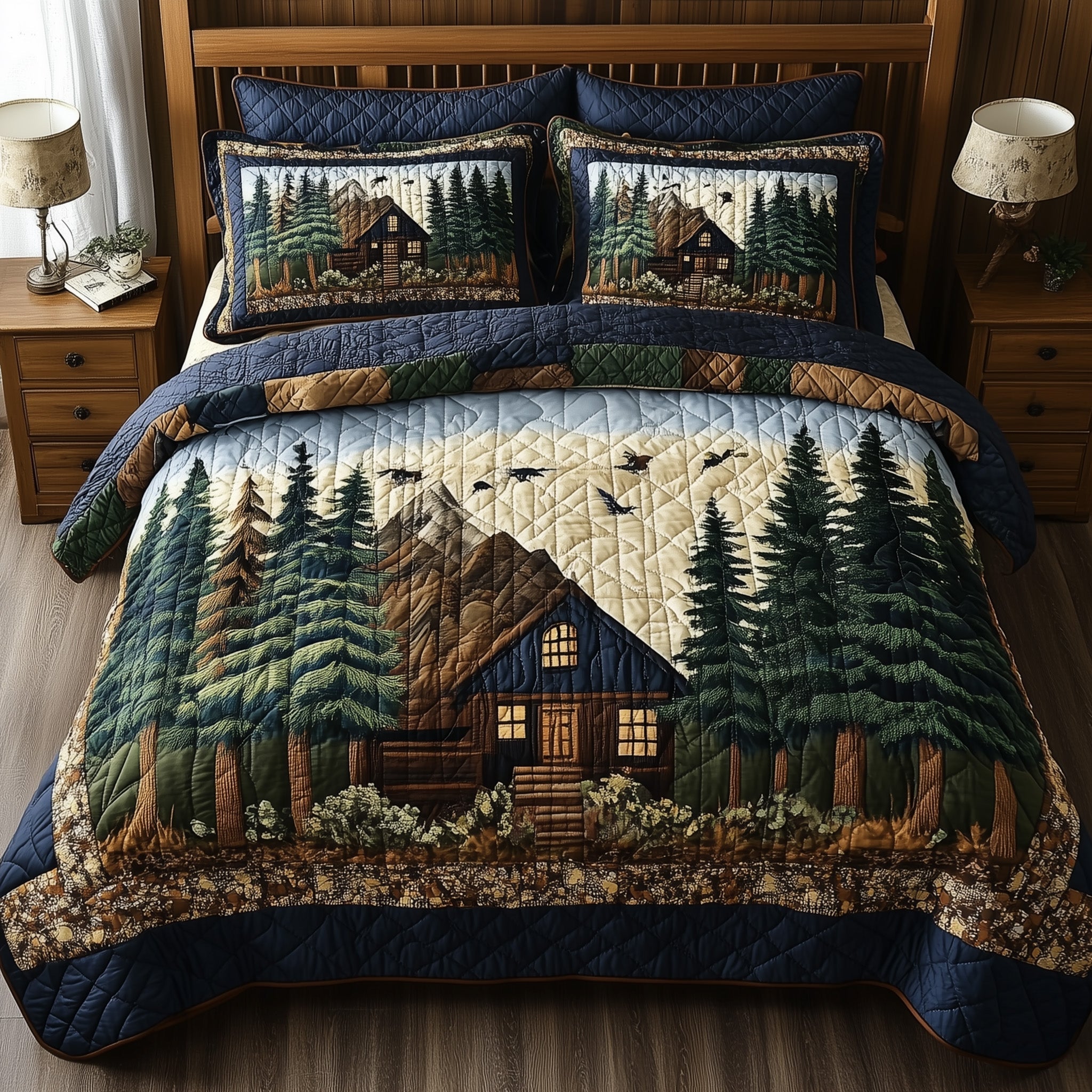 Rustic Harmony Quilted Bedding Set Rustic Harmony Lush Gift For Rustic Dad - Tradiviet