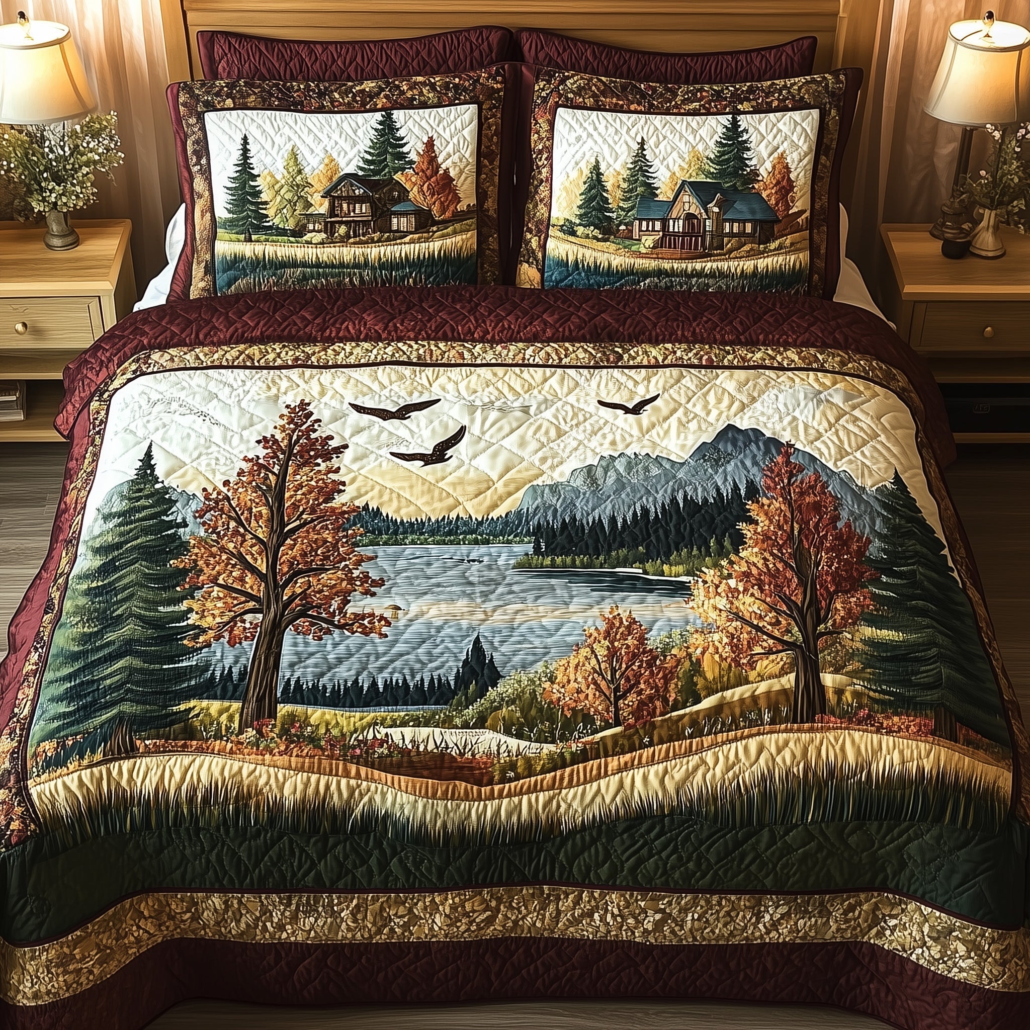 Rustic Harmony Quilted Bedding Set Rustic Harmony Modern Gift For Rustic Mom - Tradiviet