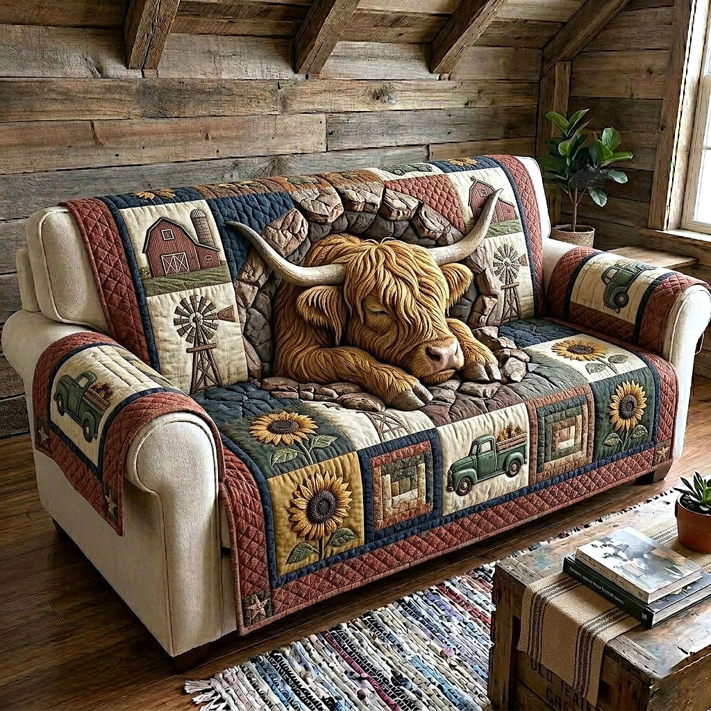 Rustic Highland Quilted Sofa Cover Rustic Home Couch Cover House Lover Gift Ideas - Tradiviet
