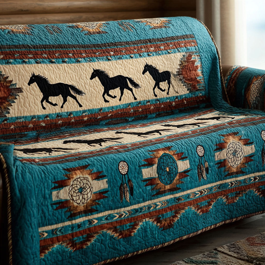 Rustic Horizon Quilted Sofa Cover Sofa Protector Great Gifts For Horse Lovers - Tradiviet