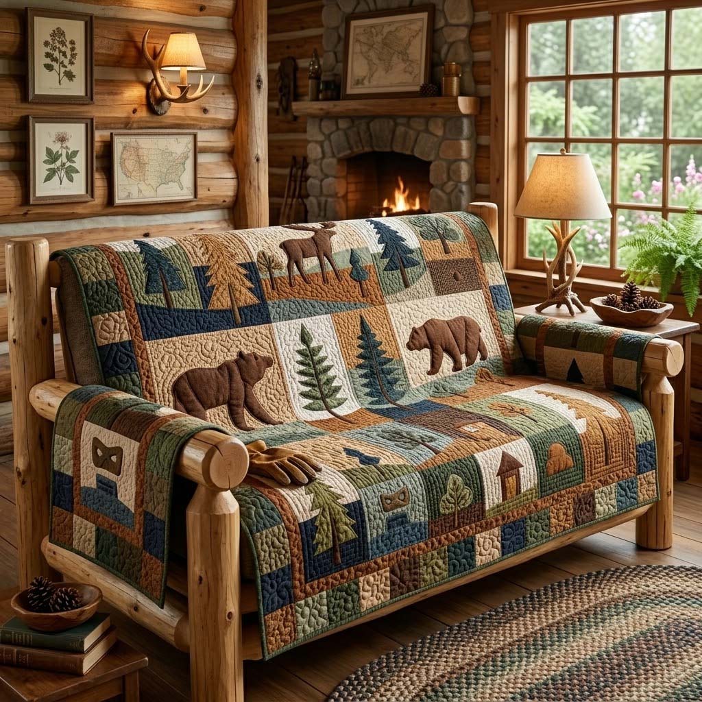 Rustic Life Trail Quilted Sofa Cover House Room Decor Top Home Decor Gifts - Tradiviet