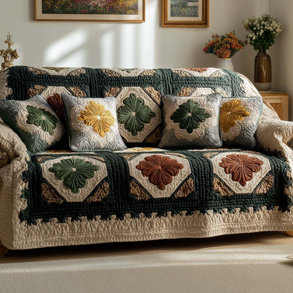 Rustic Shamrock Quilted Sofa Cover Room Decor Inspiration Best Housewarming Gift Ideas - Tradiviet