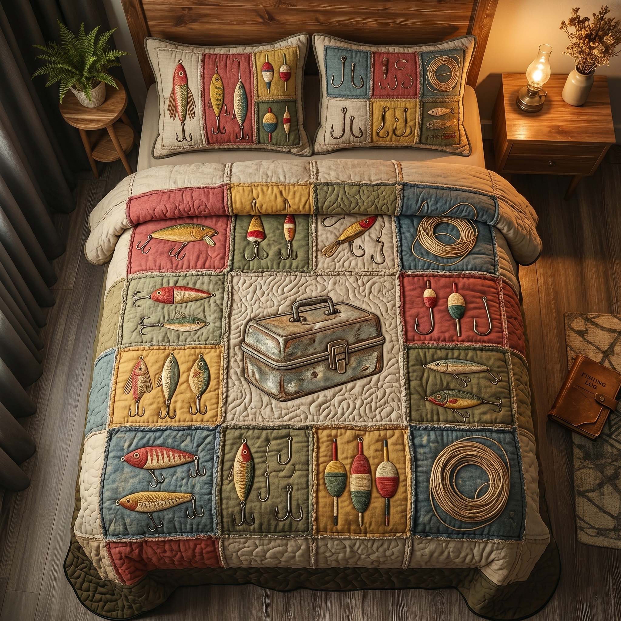 Rustic Tackle Quilted Bedding Set Rustic Tackle Weave Gift For Rustic Tackle - Tradiviet