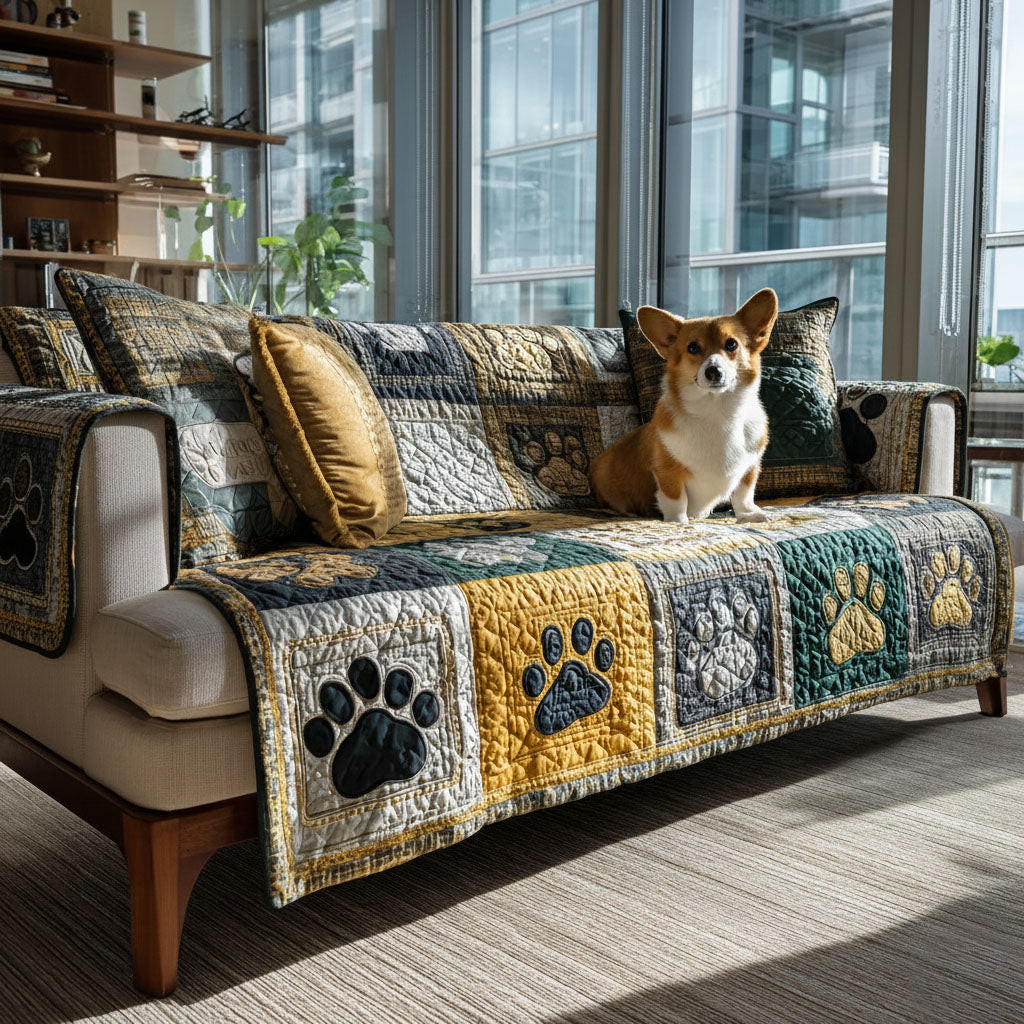 Rustic Tail Trails Quilted Sofa Cover Home Decor Perfect Gift For Dog Lovers - Tradiviet