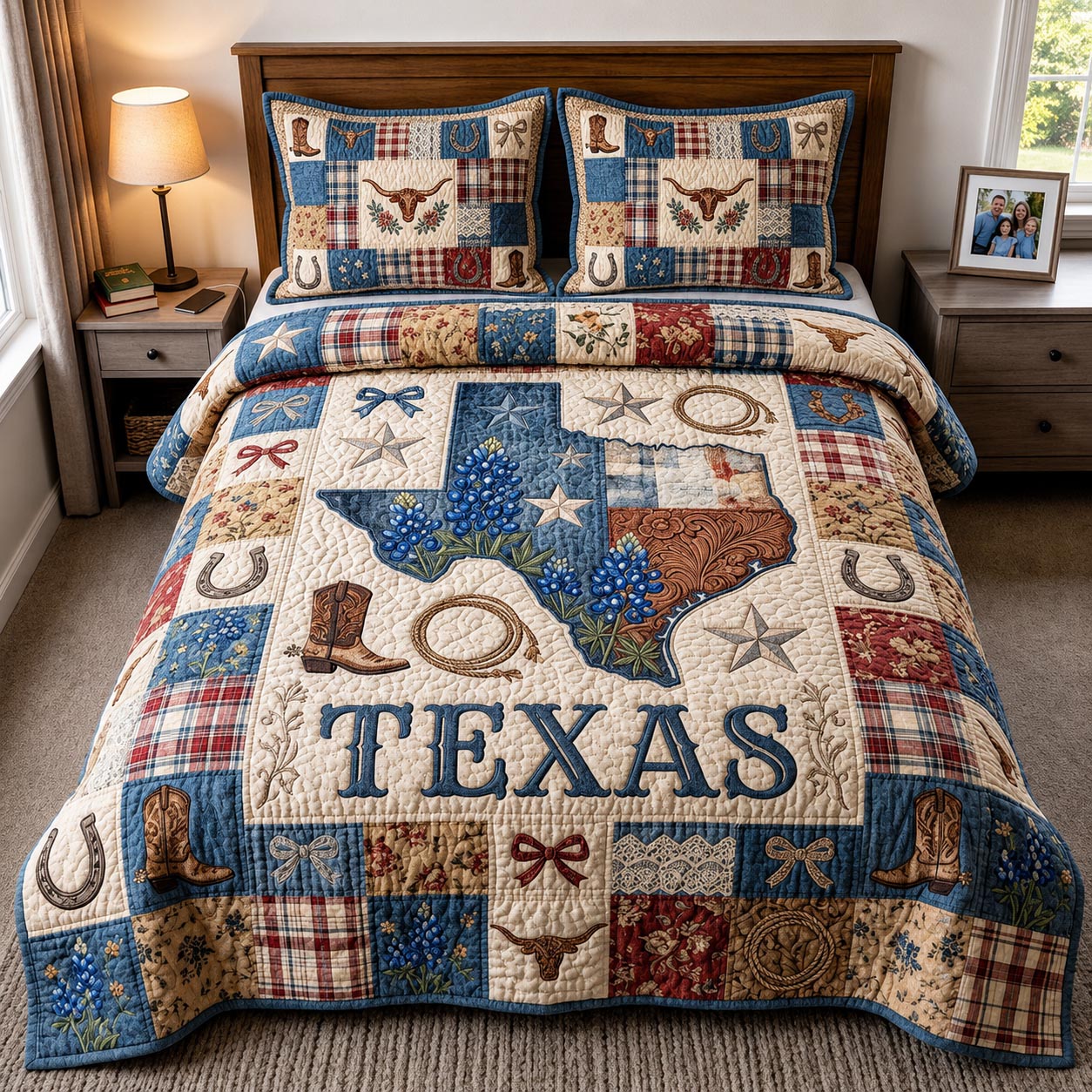 Rustic Texas Quilted Bedding Set Rustic Texas Honor Gift For Rustic Texas - Tradiviet