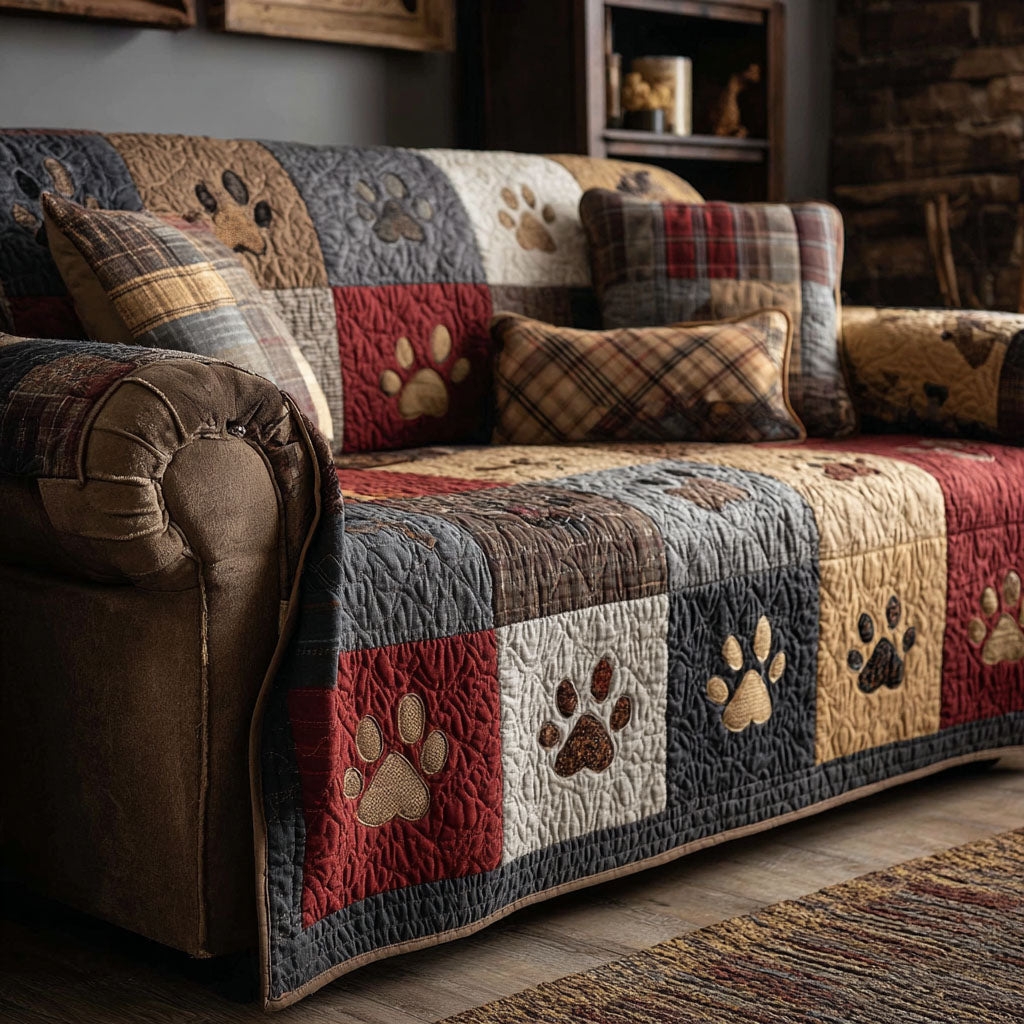 Rustic Tracks Quilted Sofa Cover Cozy Home Room Decor Room Gift For Her - Tradiviet