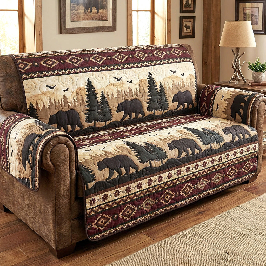 Rustic Wilderness Quilted Sofa Cover Indoor Decor Native American Wedding Gifts - Tradiviet