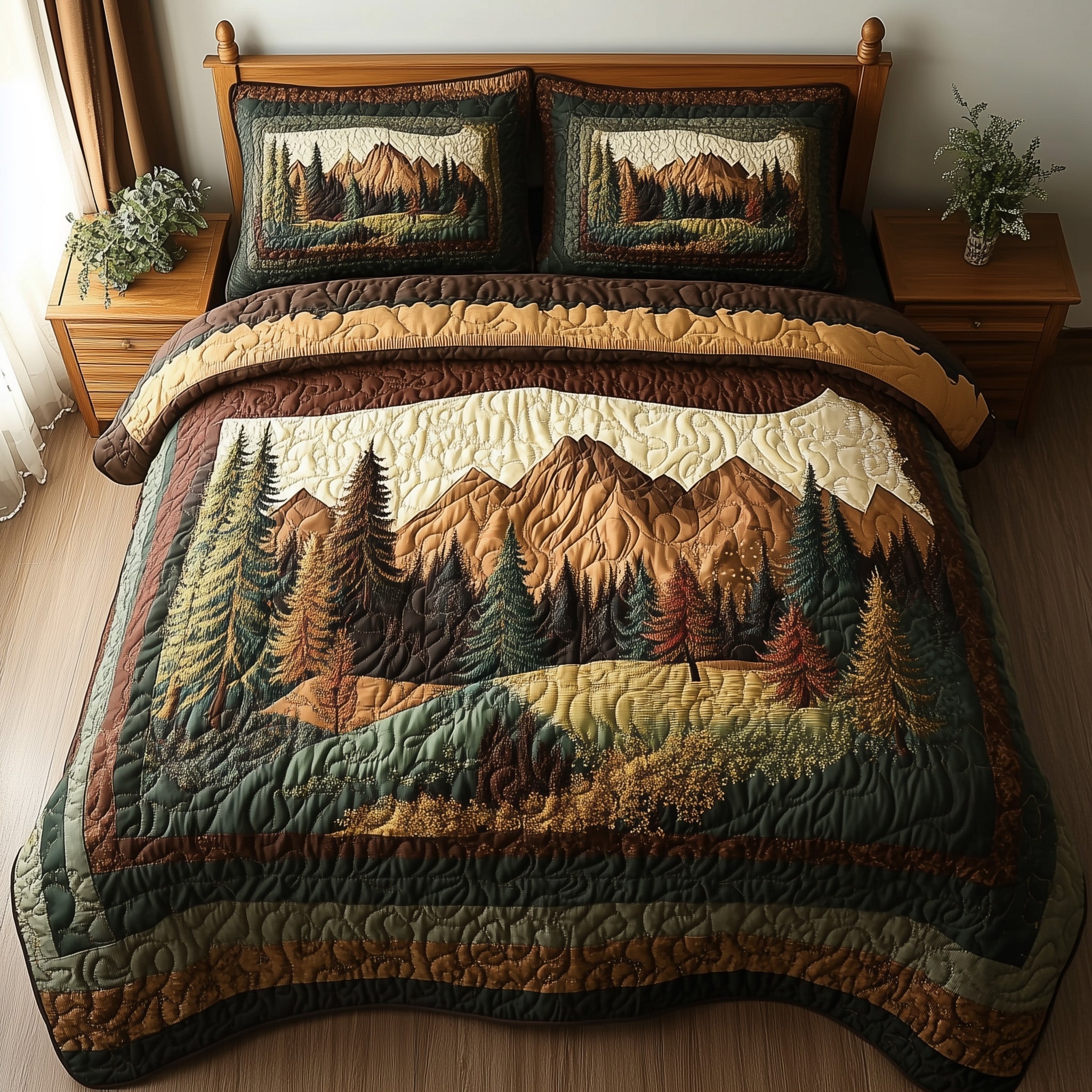 Rustic Woodland Quilted Bedding Set Rustic Woodland Craft Gift For Woodland - Tradiviet