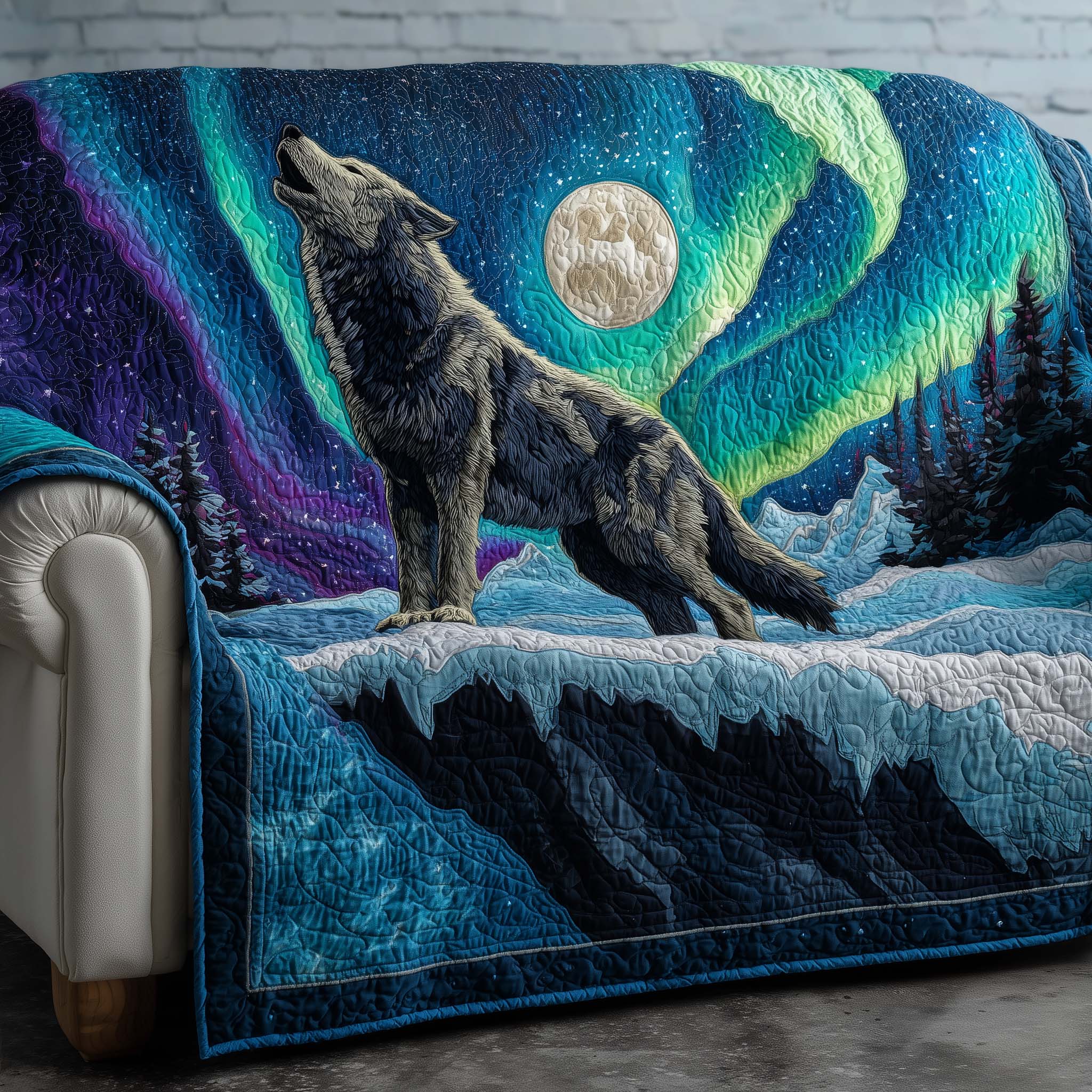 Sacred Aurora Quilted Sofa Cover Tribal Home Couch Cover Great Housewarming Gift Ideas - Tradiviet