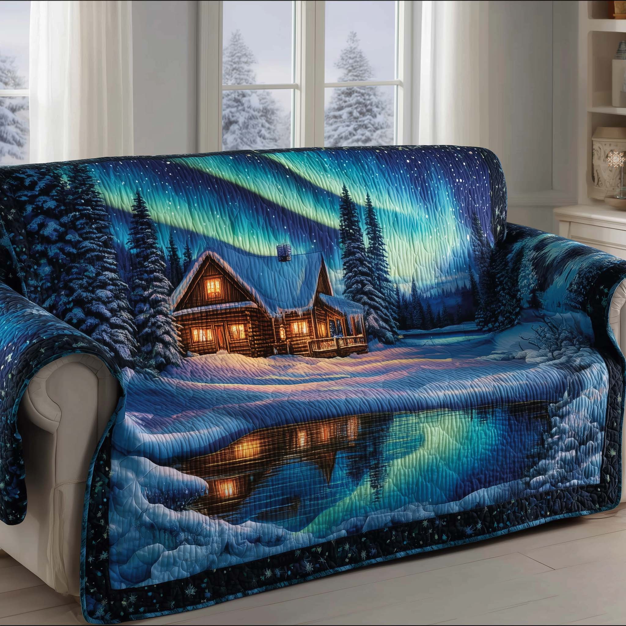 Sacred Aurora Quilted Sofa Cover Tribal Home Couch Cover Perfect Housewarming Gift Ideas - Tradiviet