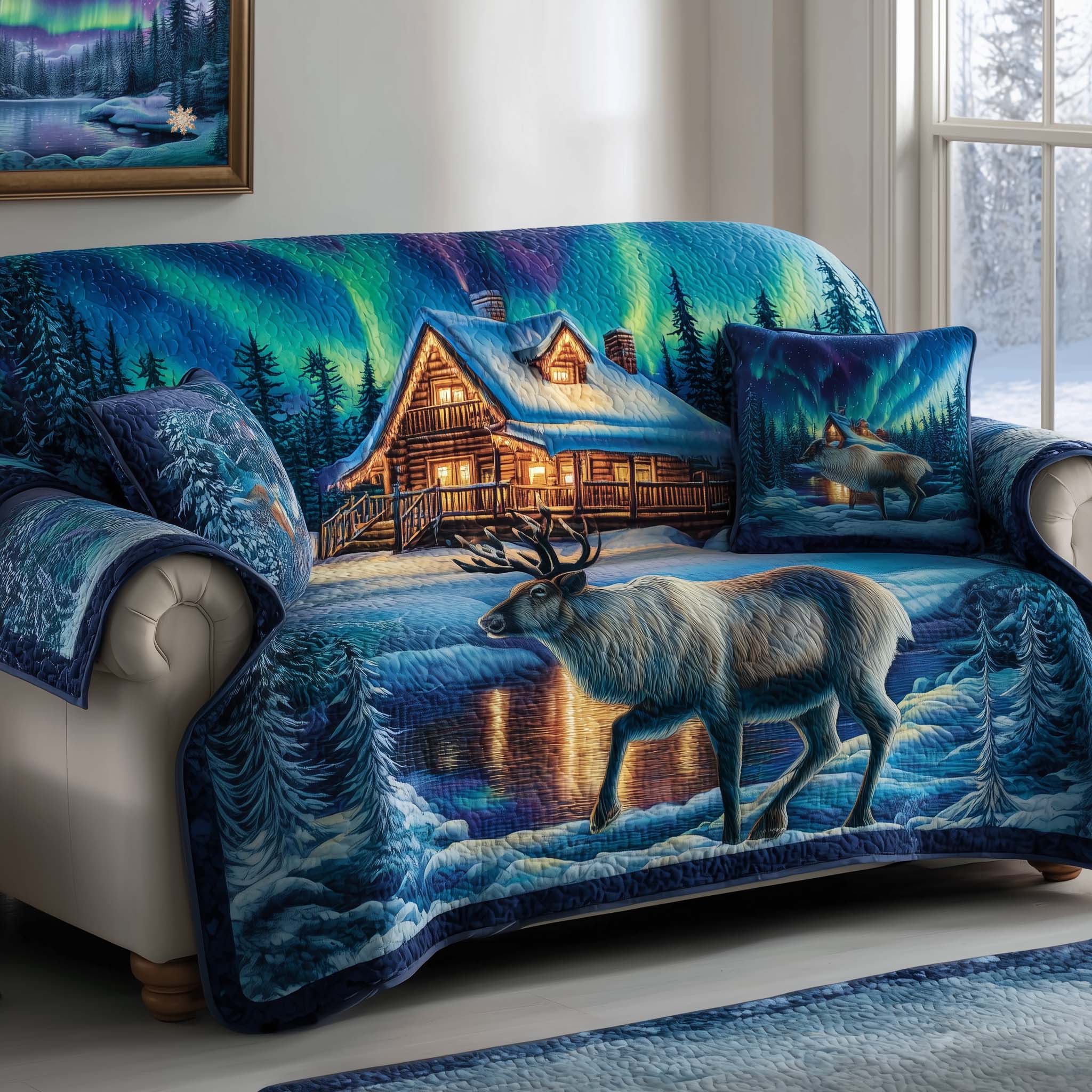 Sacred Aurora Quilted Sofa Cover Tribal Home Couch Cover Unique Housewarming Gift Ideas - Tradiviet