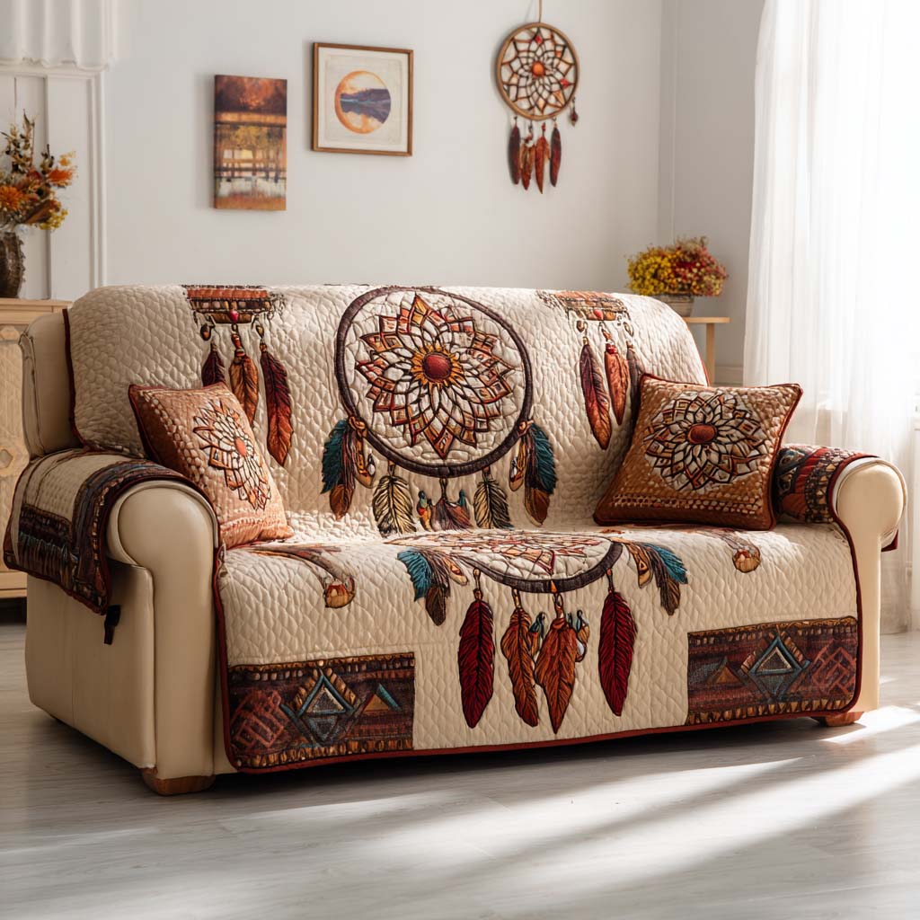 Sacred Circle Quilted Sofa Cover Aesthetic Home Room Decor Present For Home Lovers - Tradiviet