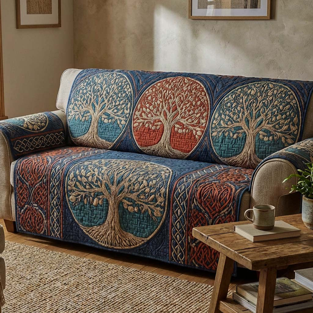 Sacred Grove Quilted Sofa Cover Sofa Saver Covers Tree Of Life Gifts Father'S Day - Tradiviet