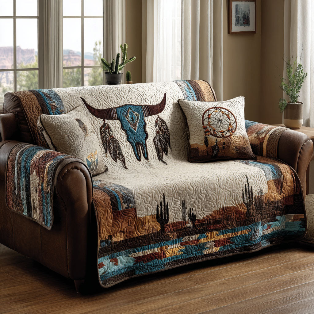 Sacred Plains Legacy Quilted Sofa Cover Farmhouse Room Decor Top Home Decor Gifts - Tradiviet