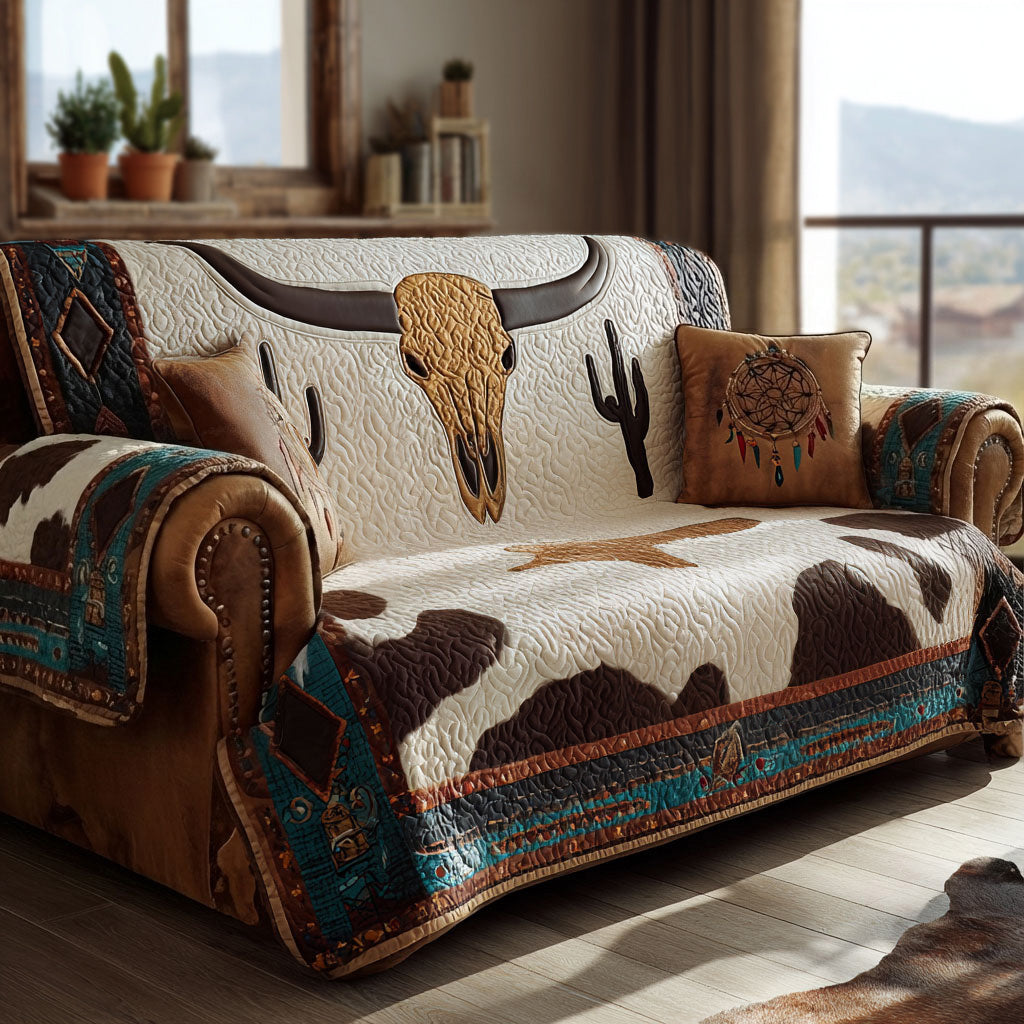 Sacred Range Story Quilted Sofa Cover Natural Home Room Decor Room Gift For Him - Tradiviet