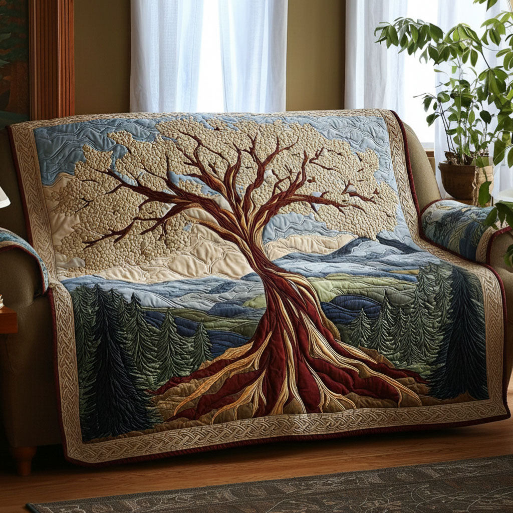 Sacred Roots Quilted Sofa Cover Best Sofa Cushion Covers Tree Of Life Gifts Father'S Day - Tradiviet