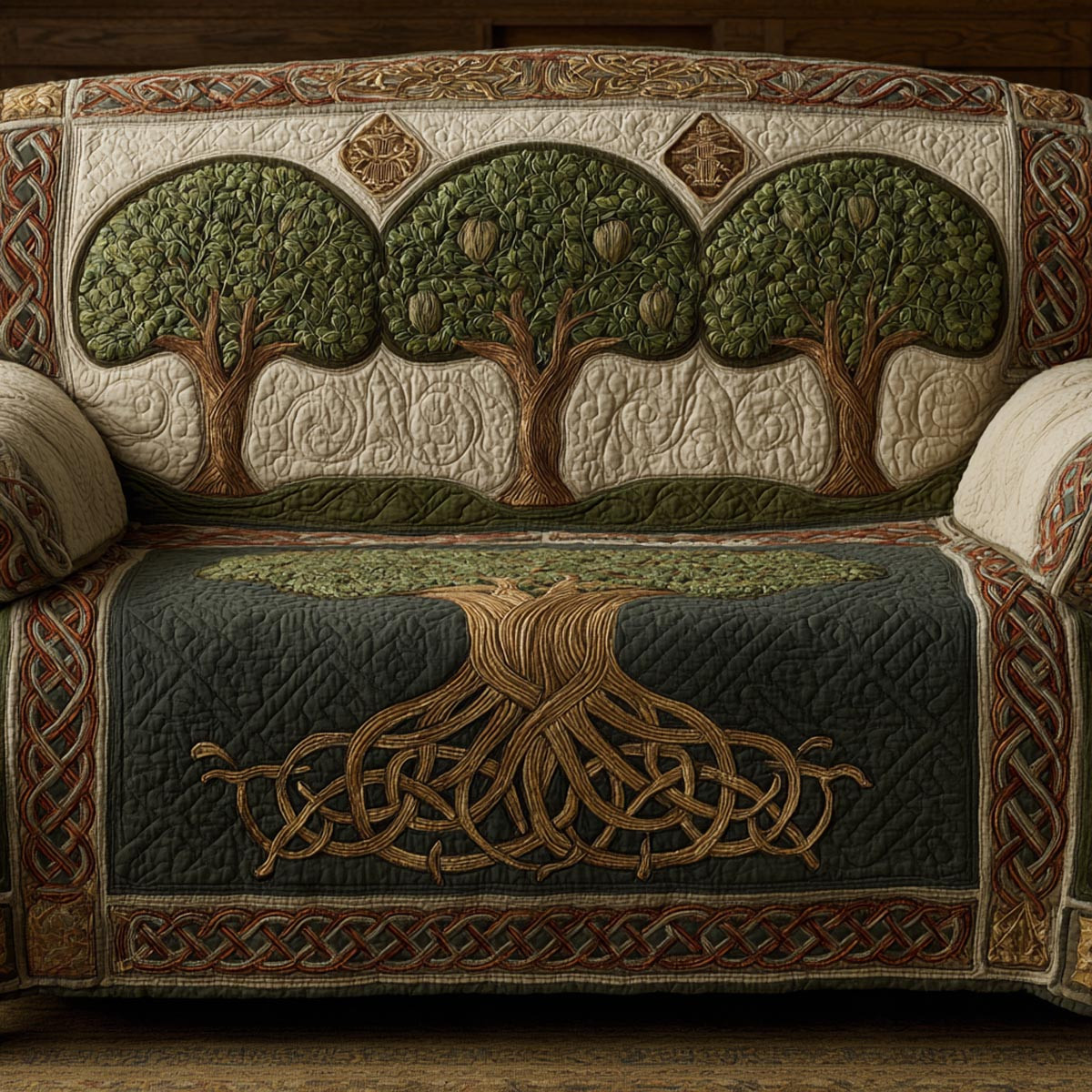 Sacred Roots Quilted Sofa Cover Nice Couch Covers Tree Of Life Gifts For Her - Tradiviet
