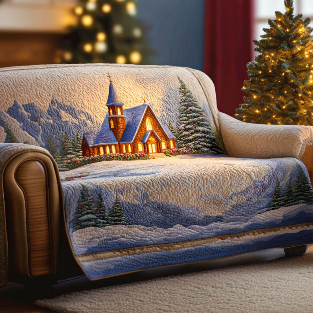 Sacred Snowfall Quilted Sofa Cover Winter Living Room Decor Christmas Presents For Mother In Law - Tradiviet