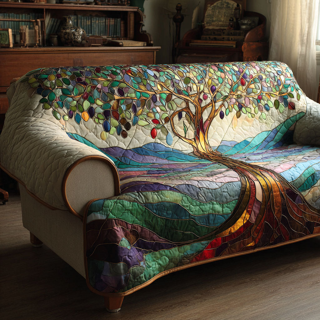 Sacred Tree Quilted Sofa Cover Recliner Couch Covers Tree Of Life Gifts For Mom - Tradiviet