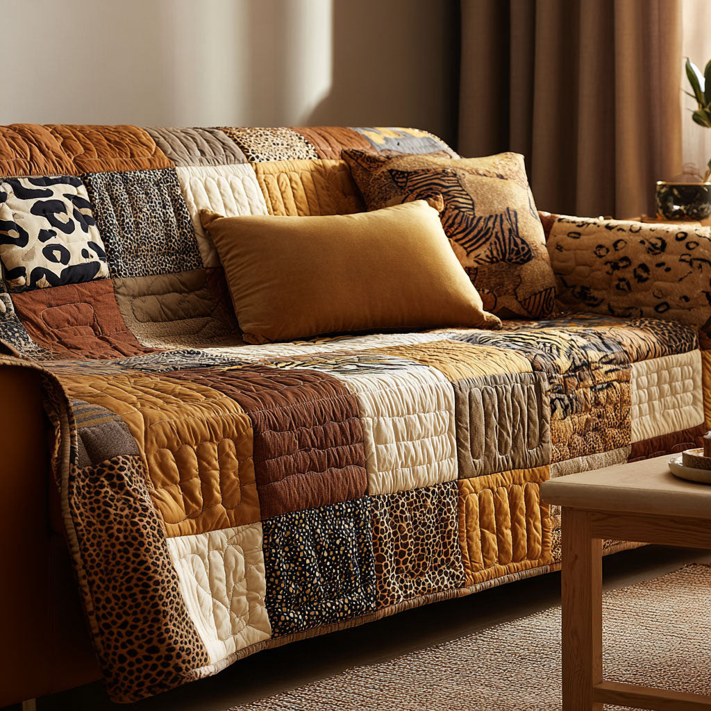 Safari Mosaic Quilted Sofa Cover Cool Couch Covers African American Heritage Month Gifts - Tradiviet