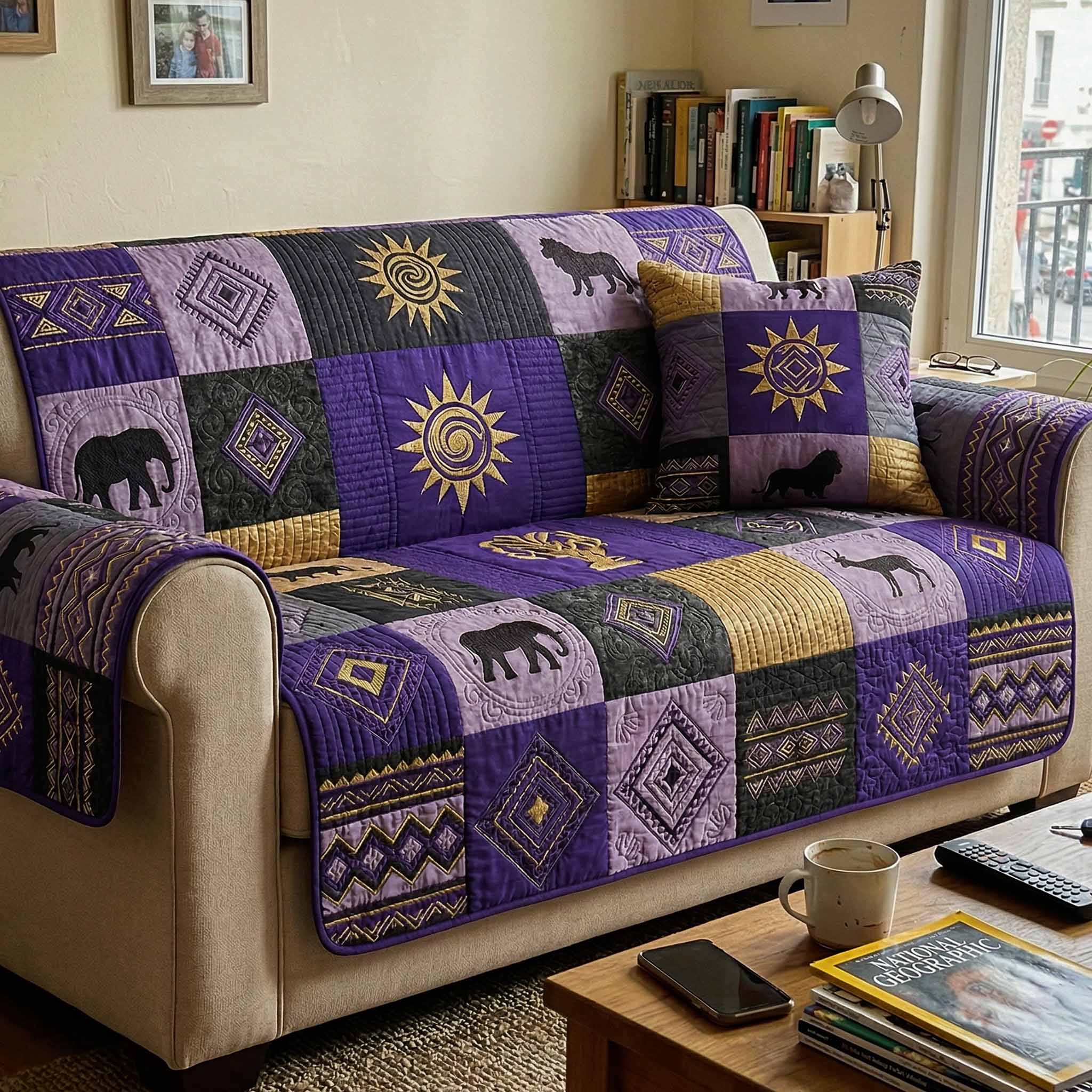 Safari Patch Quilted Sofa Cover Table Room Decor Great Home Decor Finds - Tradiviet