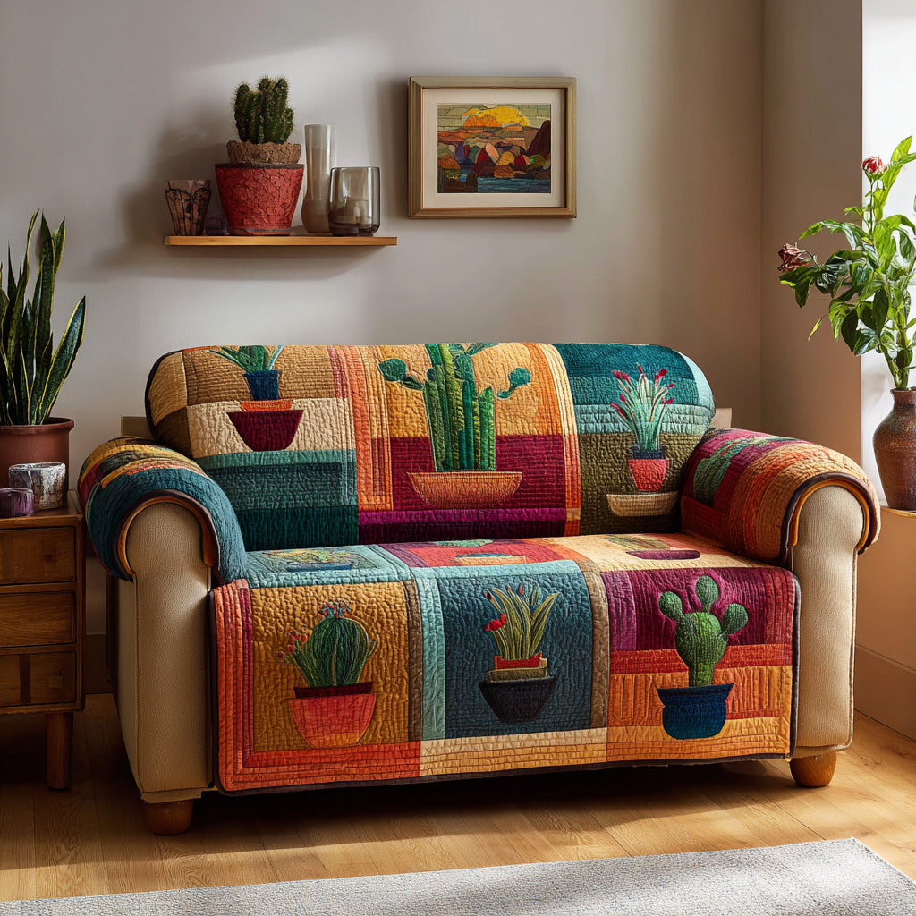 Saguaro Patchwork Quilted Sofa Cover Trendy Home Style Great Home Decor Finds - Tradiviet