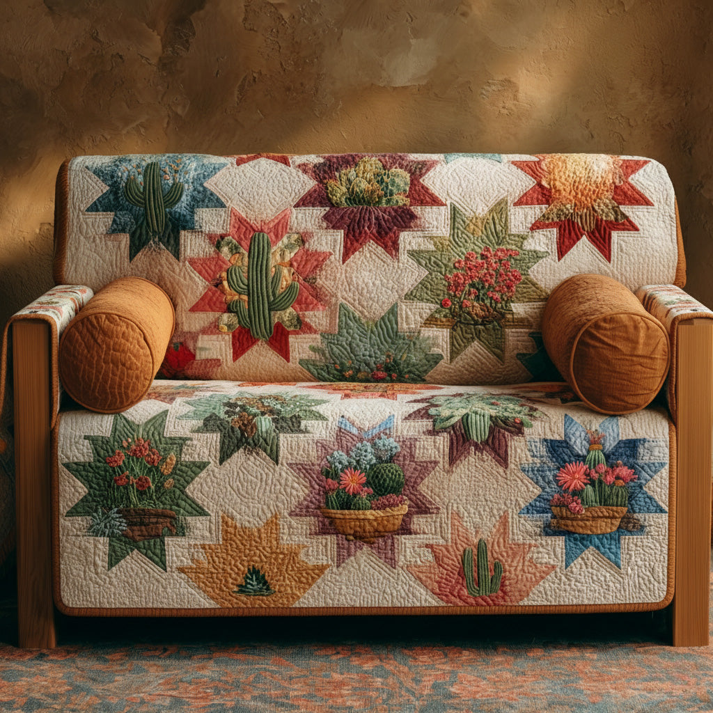 Saguaro Starburst Quilted Sofa Cover Room Decor Inspiration Gift For New Home - Tradiviet
