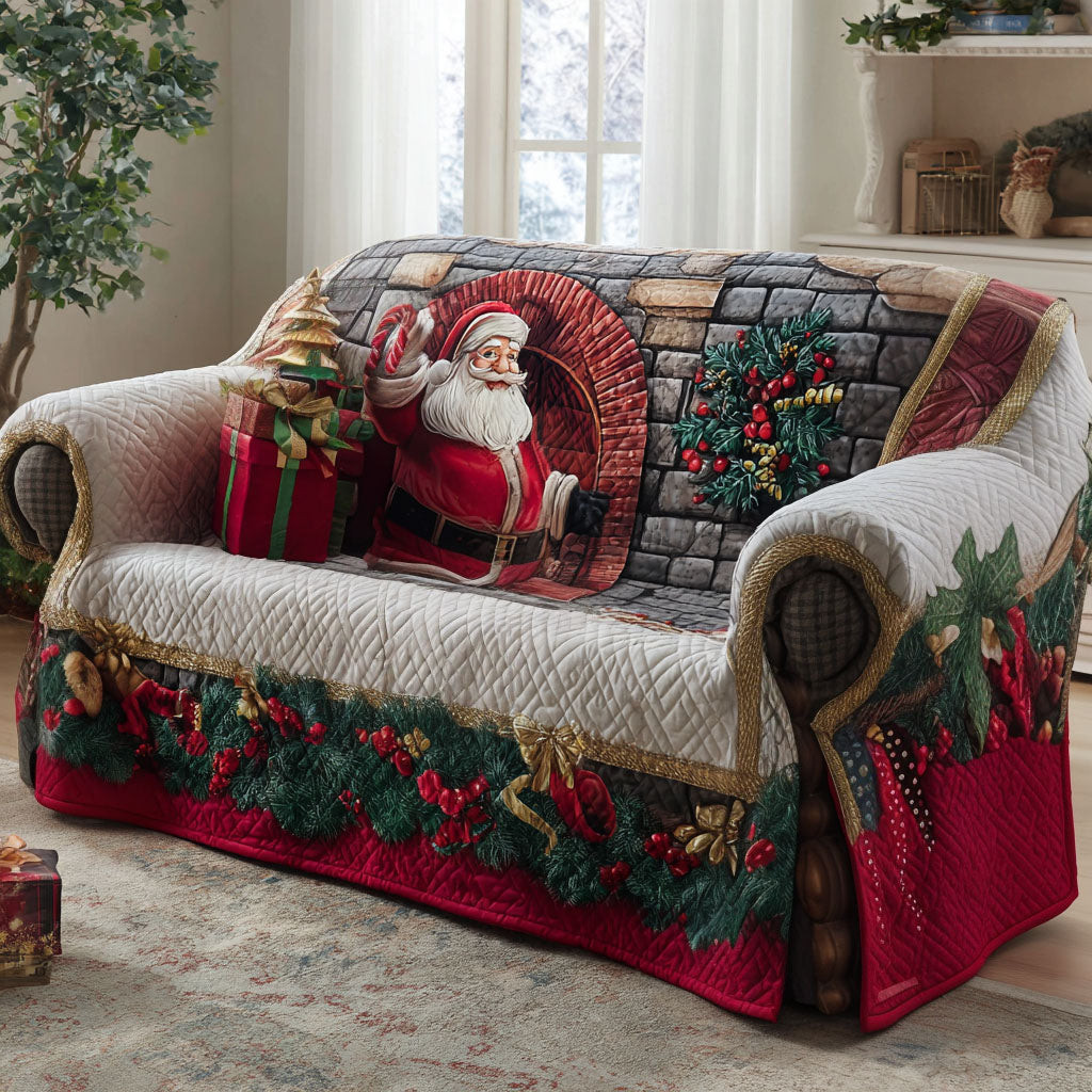 Santa Cabin Comfort Quilted Sofa Cover Christmas Home Decor Best Book Related Gifts - Tradiviet