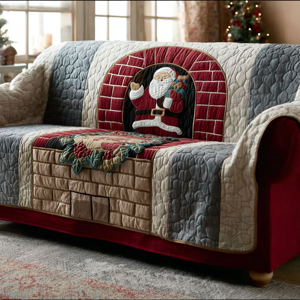 Santa Claus Lounge Quilted Sofa Cover Christmas Living Room Decor Ideas Great Book Themed Gifts - Tradiviet