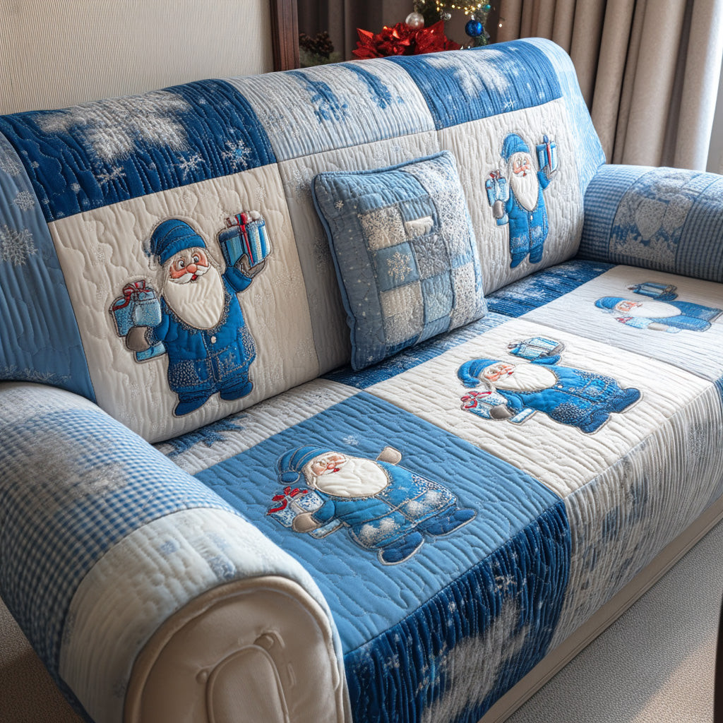 Santa Joy Quilted Sofa Cover Holiday Living Decorations Christmas Presents For Her - Tradiviet